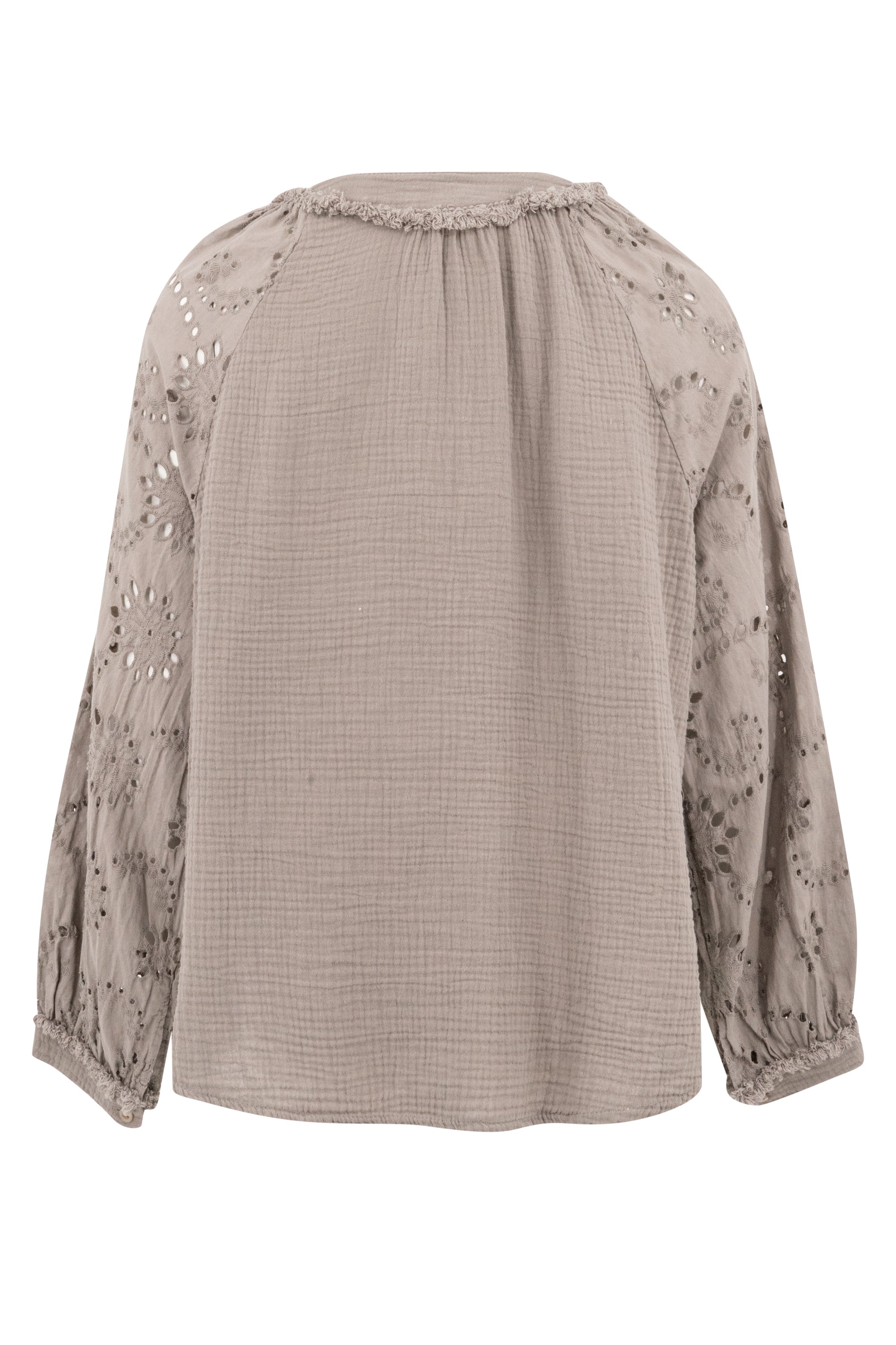 Bohemian blouse in taupe van ibzmode, Brands of Ibiza