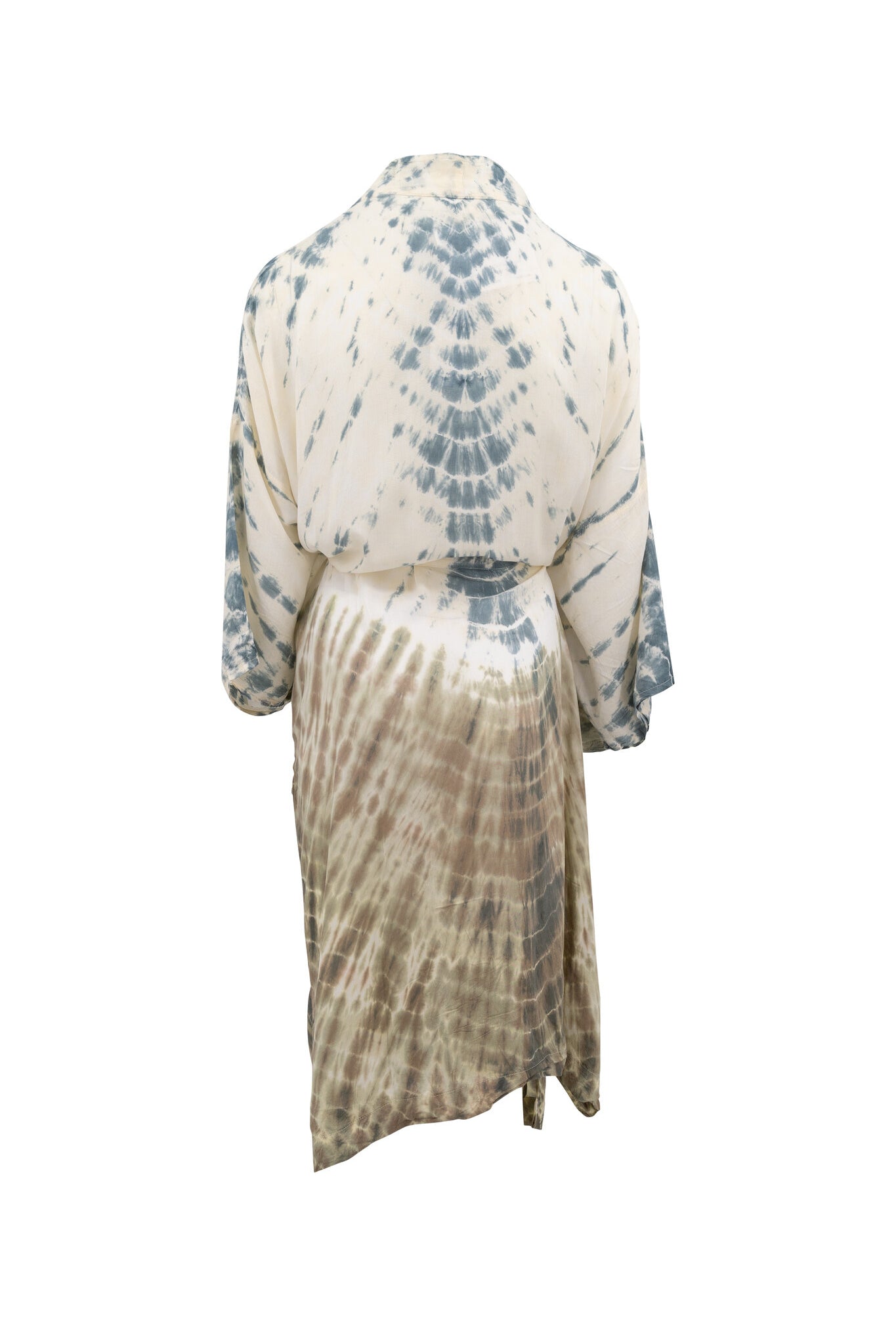 Bohemian kimono in khaki tye dye van ibzmode, Brands of Ibiza