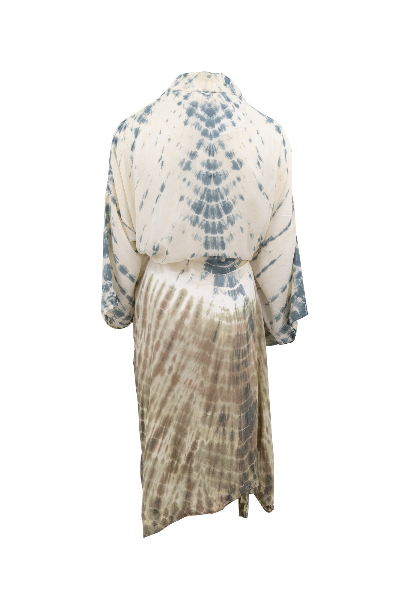 Bohemian kimono in khaki tye dye van ibzmode, Brands of Ibiza