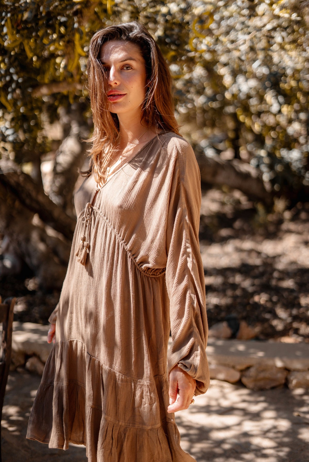 Robe bohème taupe de la marque ibzmode, Brands of Ibiza