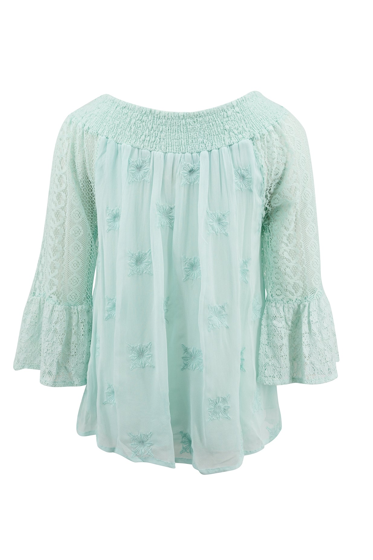 Bohemian blouse in mint van ibzmode, Brands of Ibiza