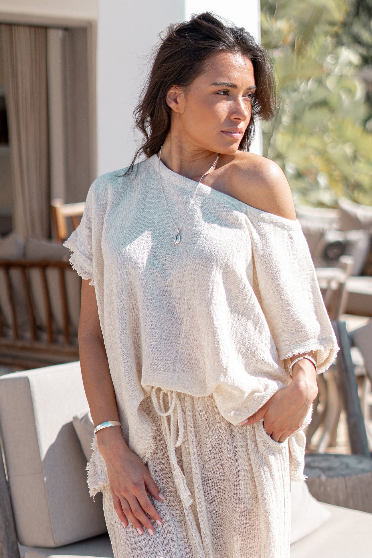 Bohemian top in ecru van ibzmode, Brands of Ibiza