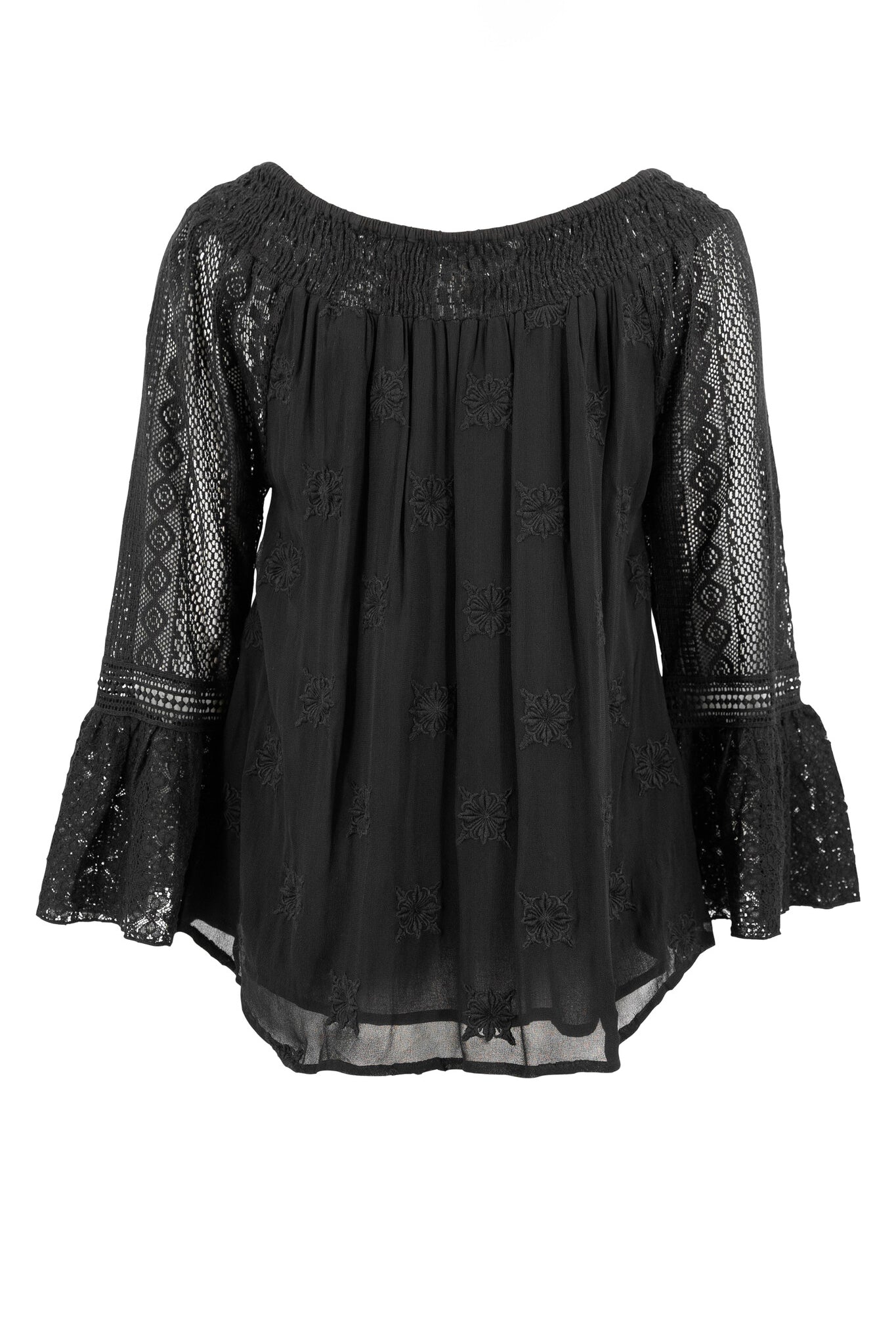 Bohemian blouse in black van ibzmode, Brands of Ibiza