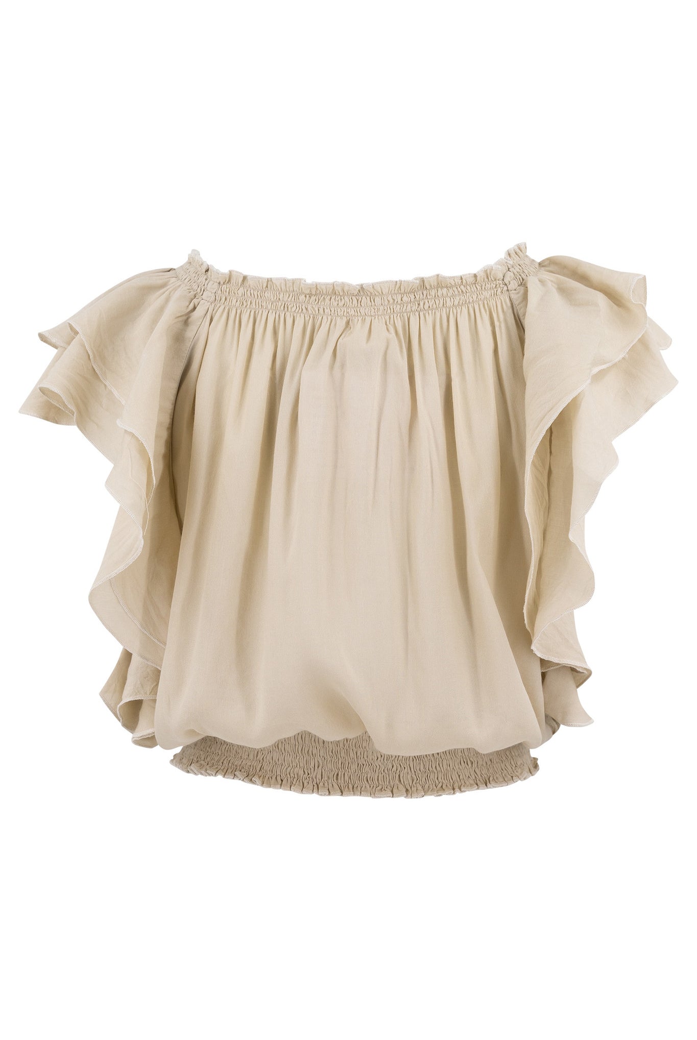 Bohemian top in sand van ibzmode, Brands of Ibiza