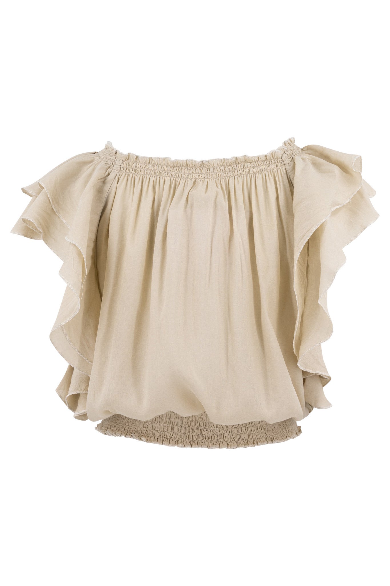 Bohemian top in sand van ibzmode, Brands of Ibiza