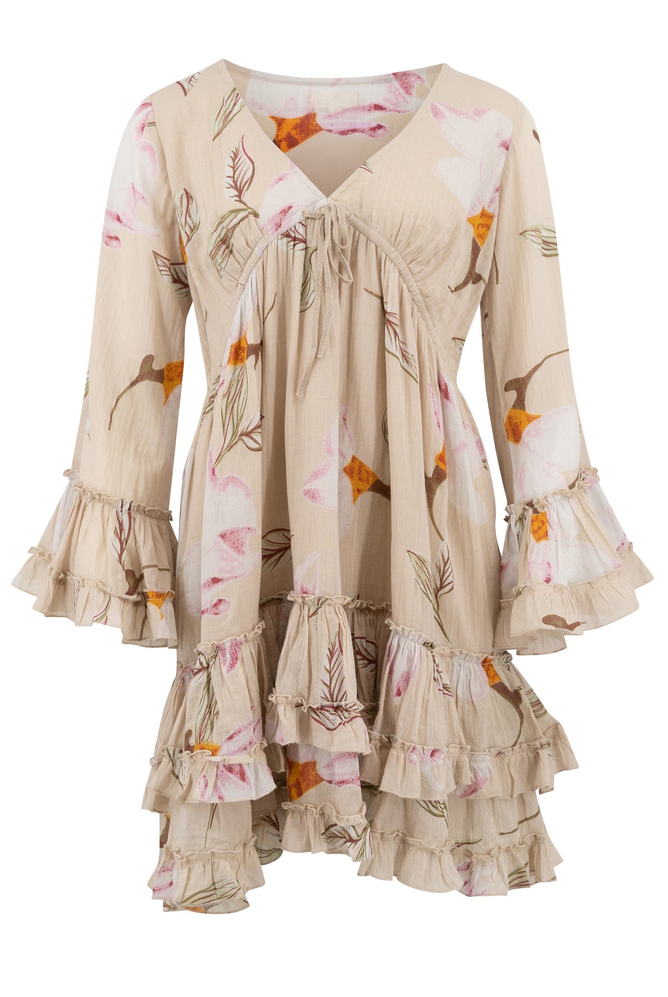 Bohemian jurk in sand van ibzmode, Brands of Ibiza