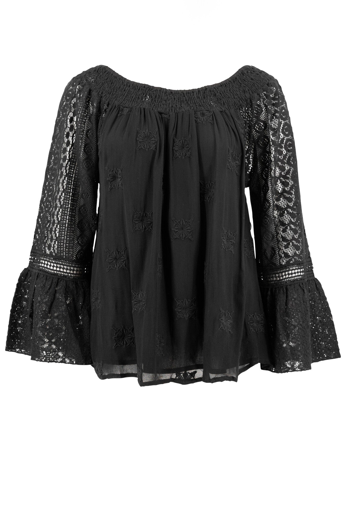 Bohemian blouse in black van ibzmode, Brands of Ibiza
