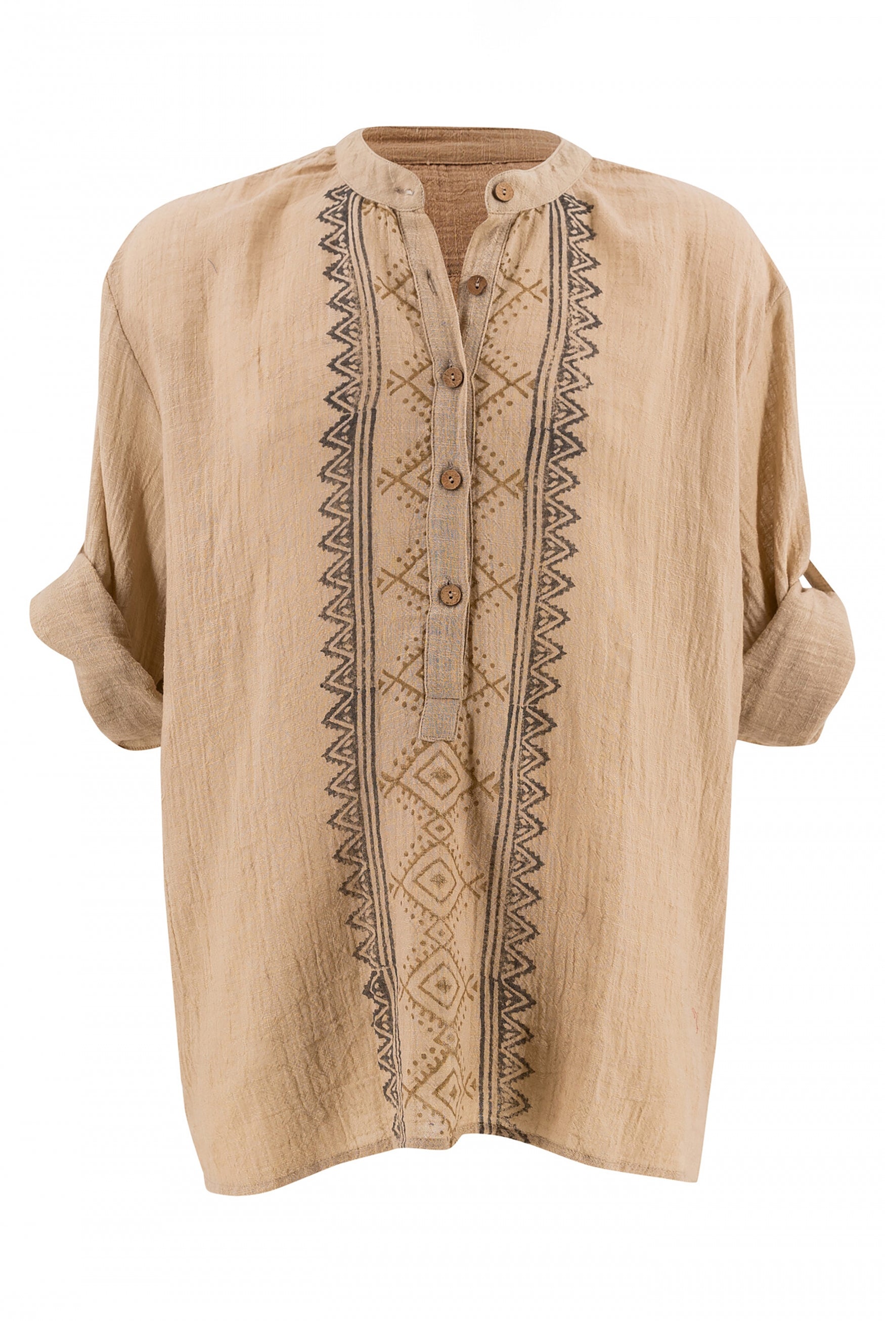 Bohemian blouse in sand van ibzmode, Brands of Ibiza