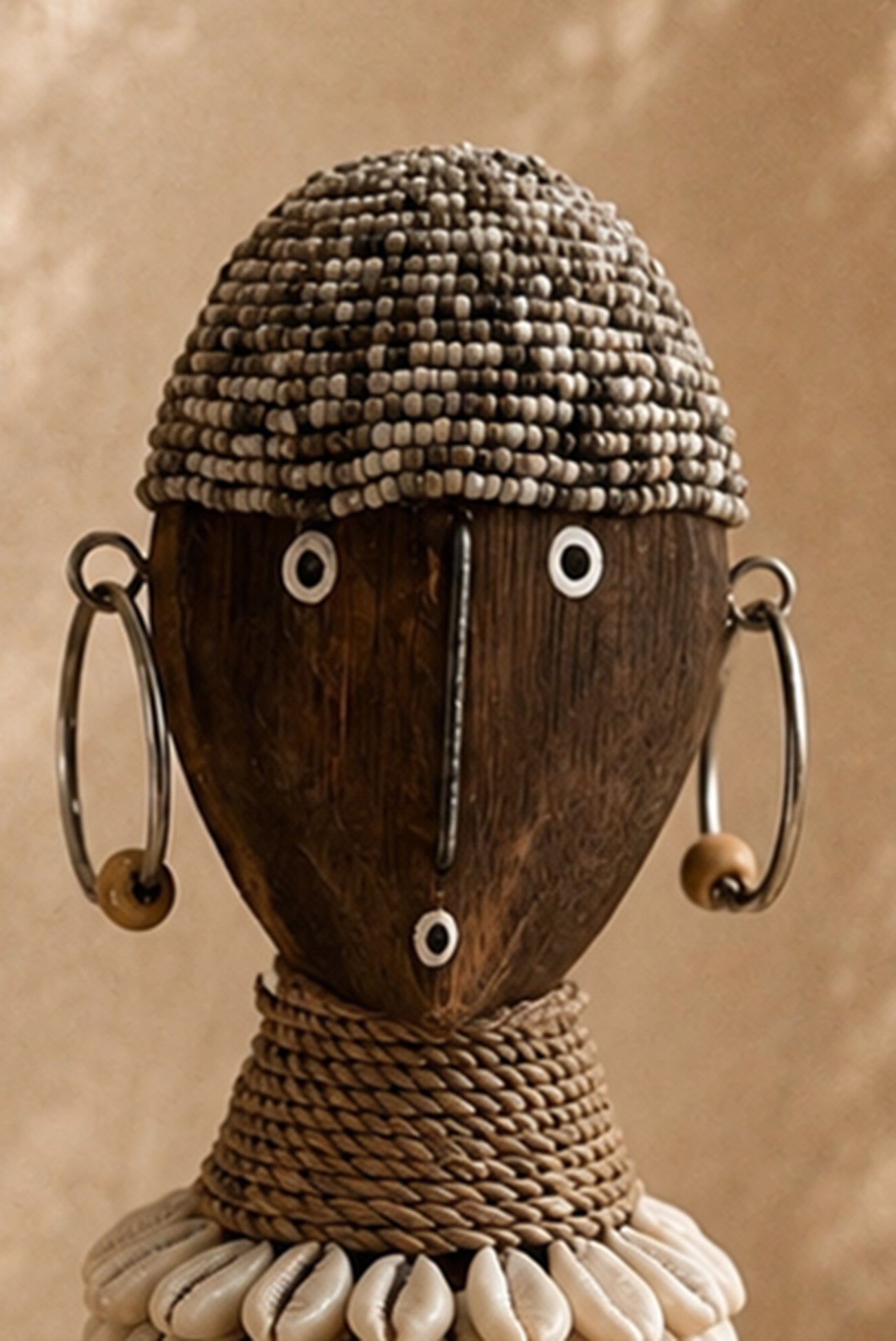 ibzhome handcrafted natural nomad doll with beads and shell details