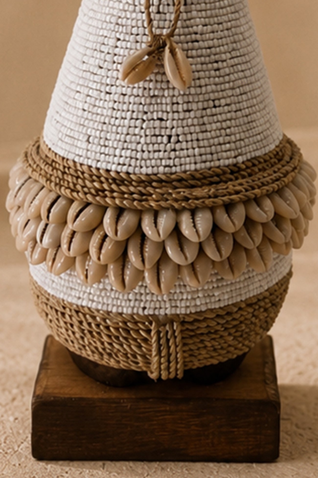 ibzhome handcrafted white nomad doll with shells and decorative beads