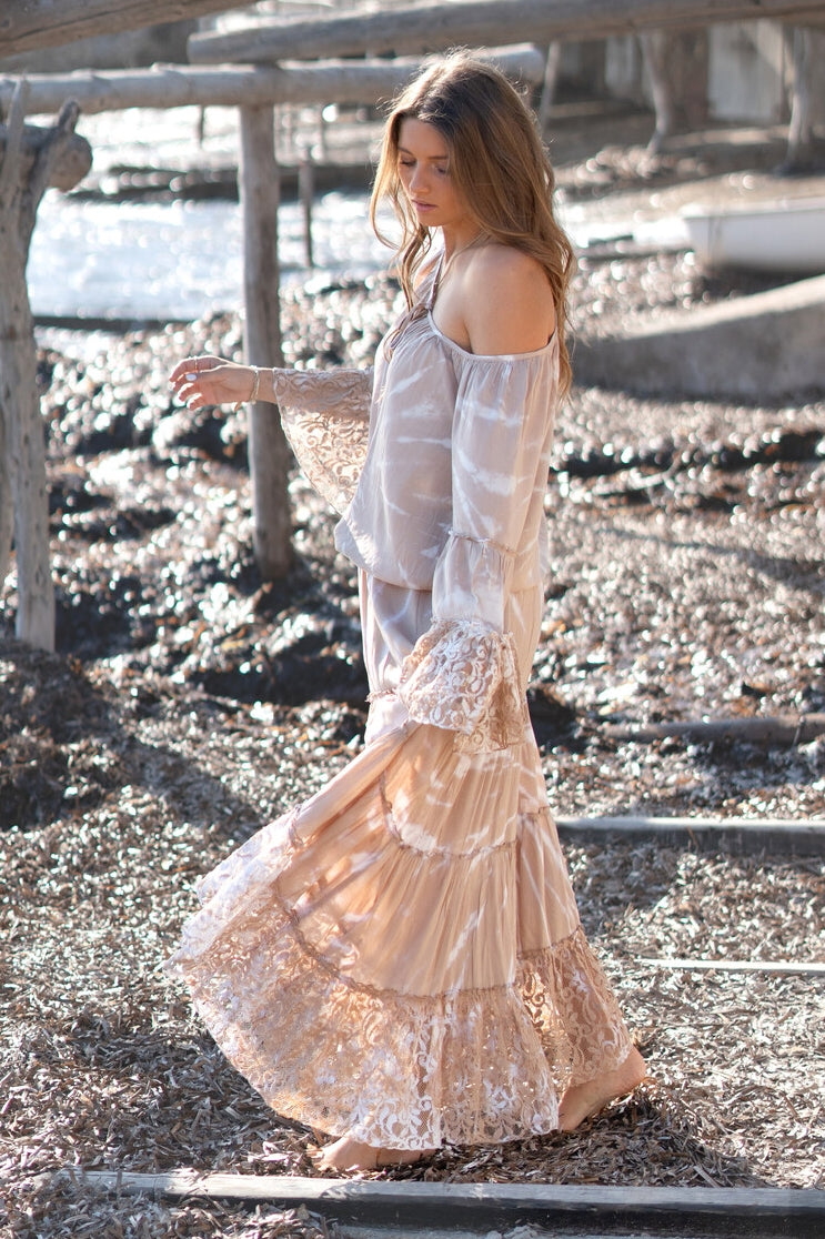 Bohemian rok in taupe van ibzmode, Brands of Ibiza