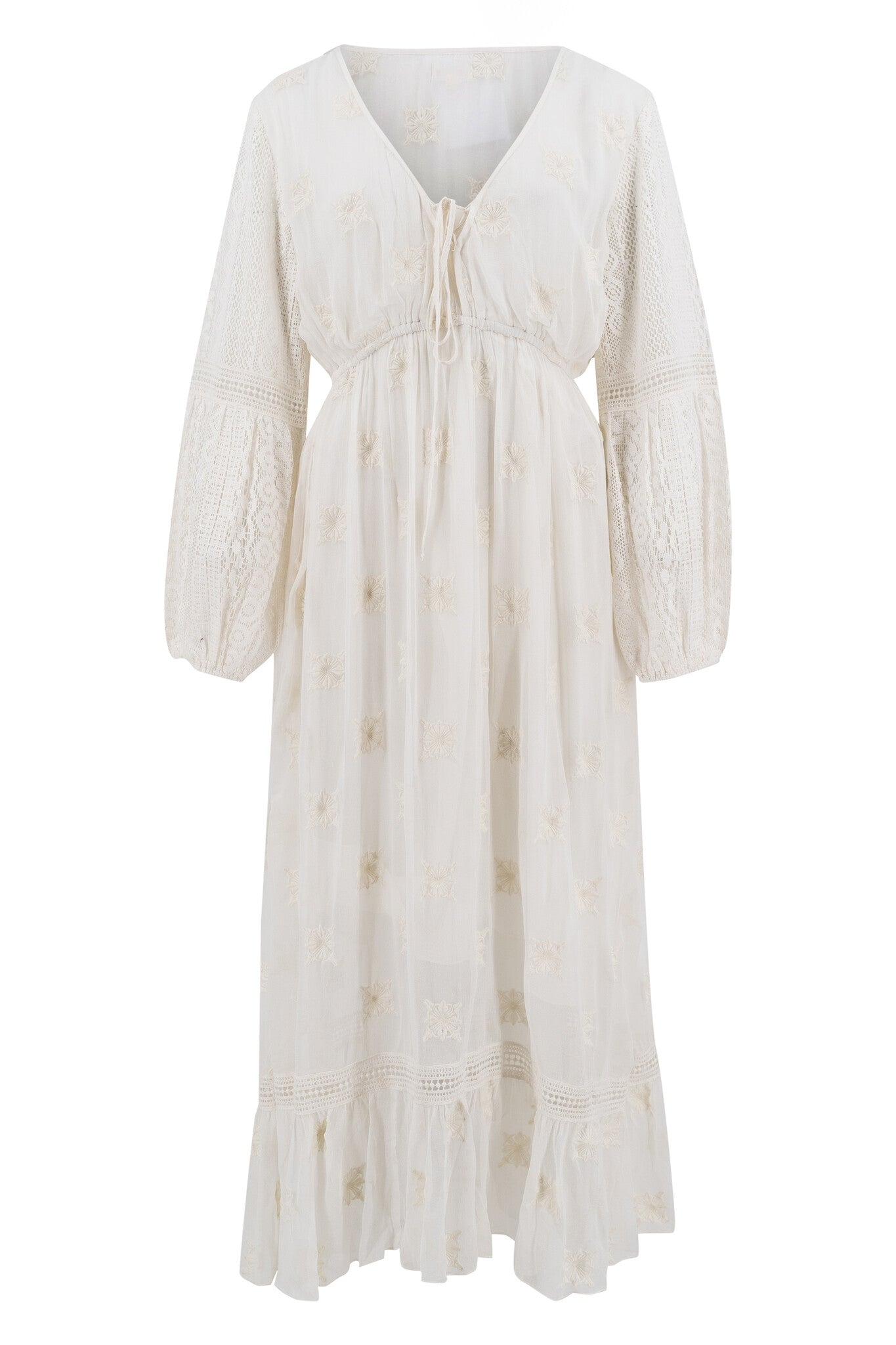 Bohemian jurk in white van ibzmode, Brands of Ibiza