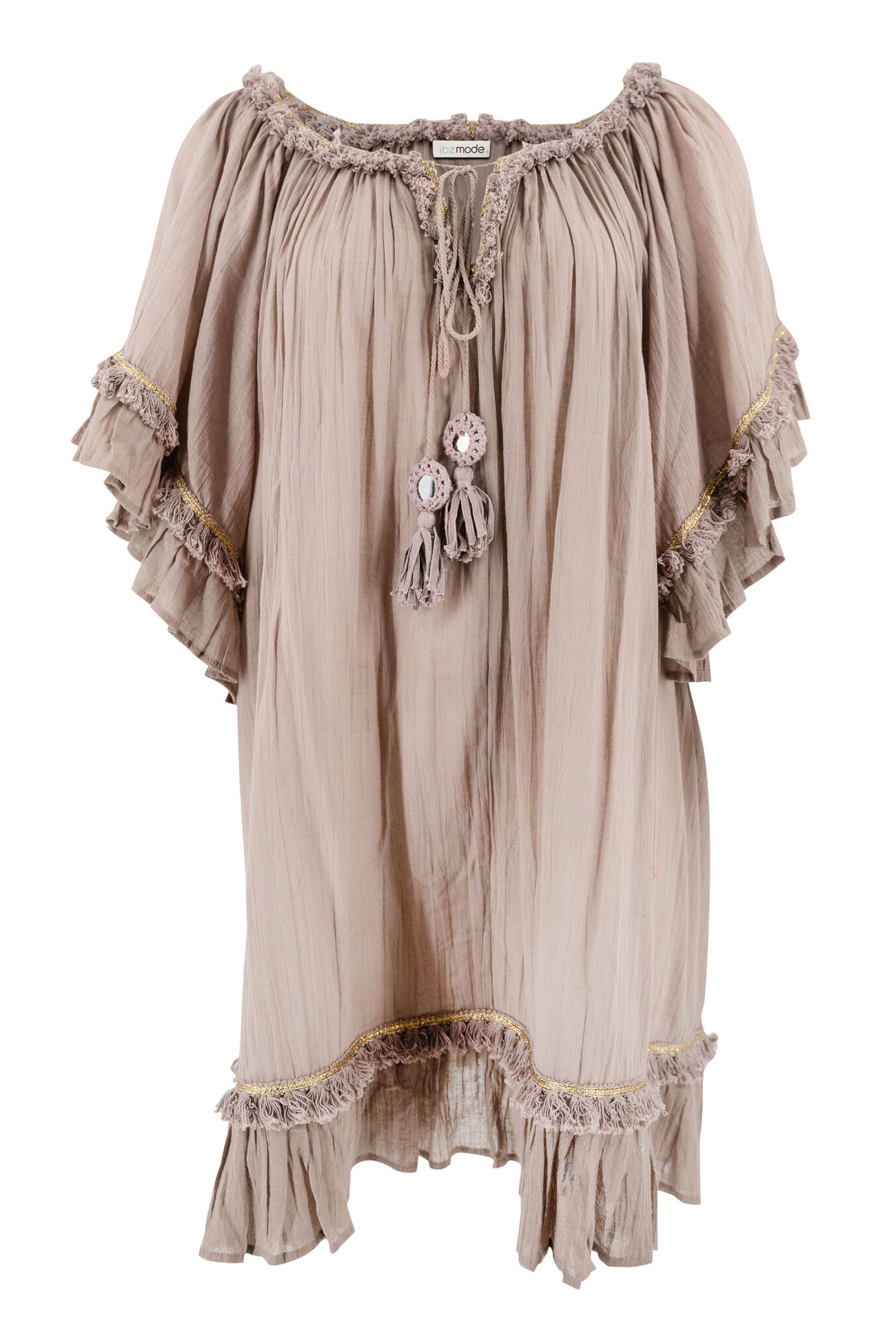 Bohemian-style piece in taupe from ibzmode, Brands of Ibiza