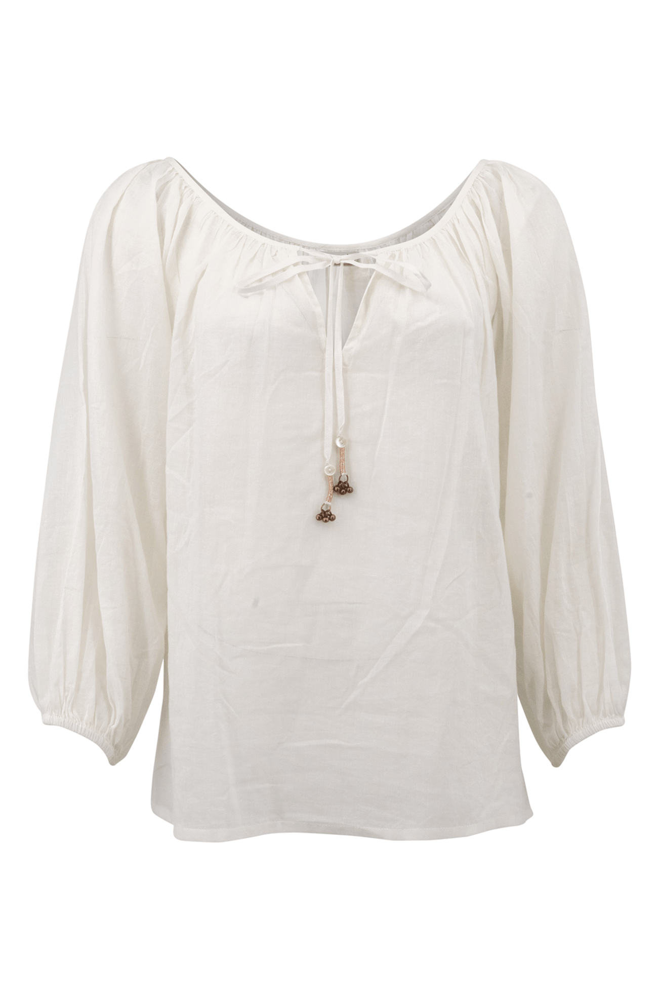 Bohemian blouse in beige van ibzmode, Brands of Ibiza