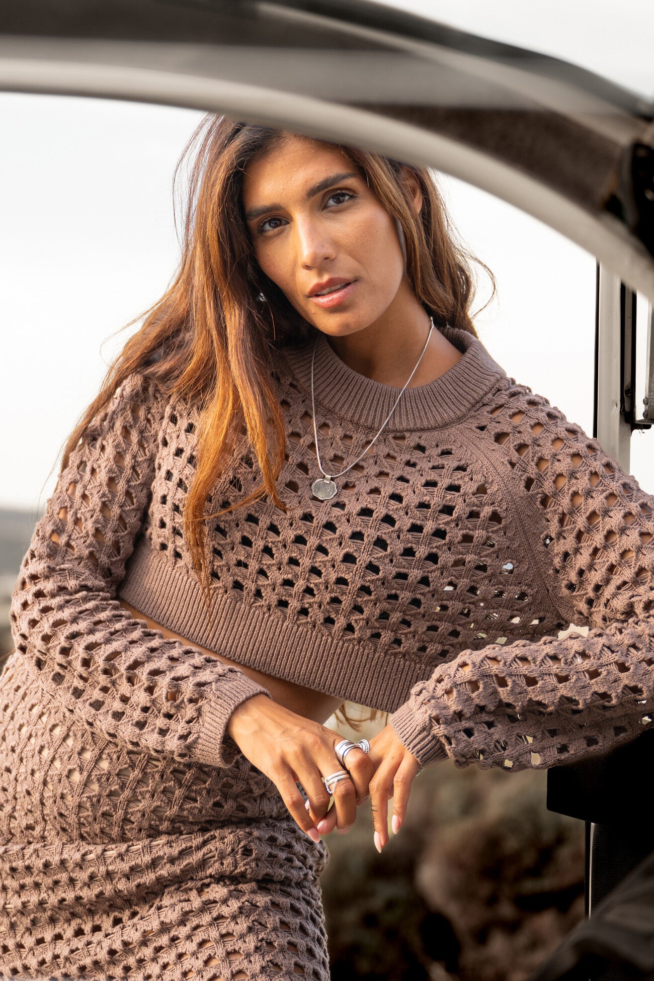 Bohemian top in dark taupe van MOOST Wanted, Brands of Ibiza