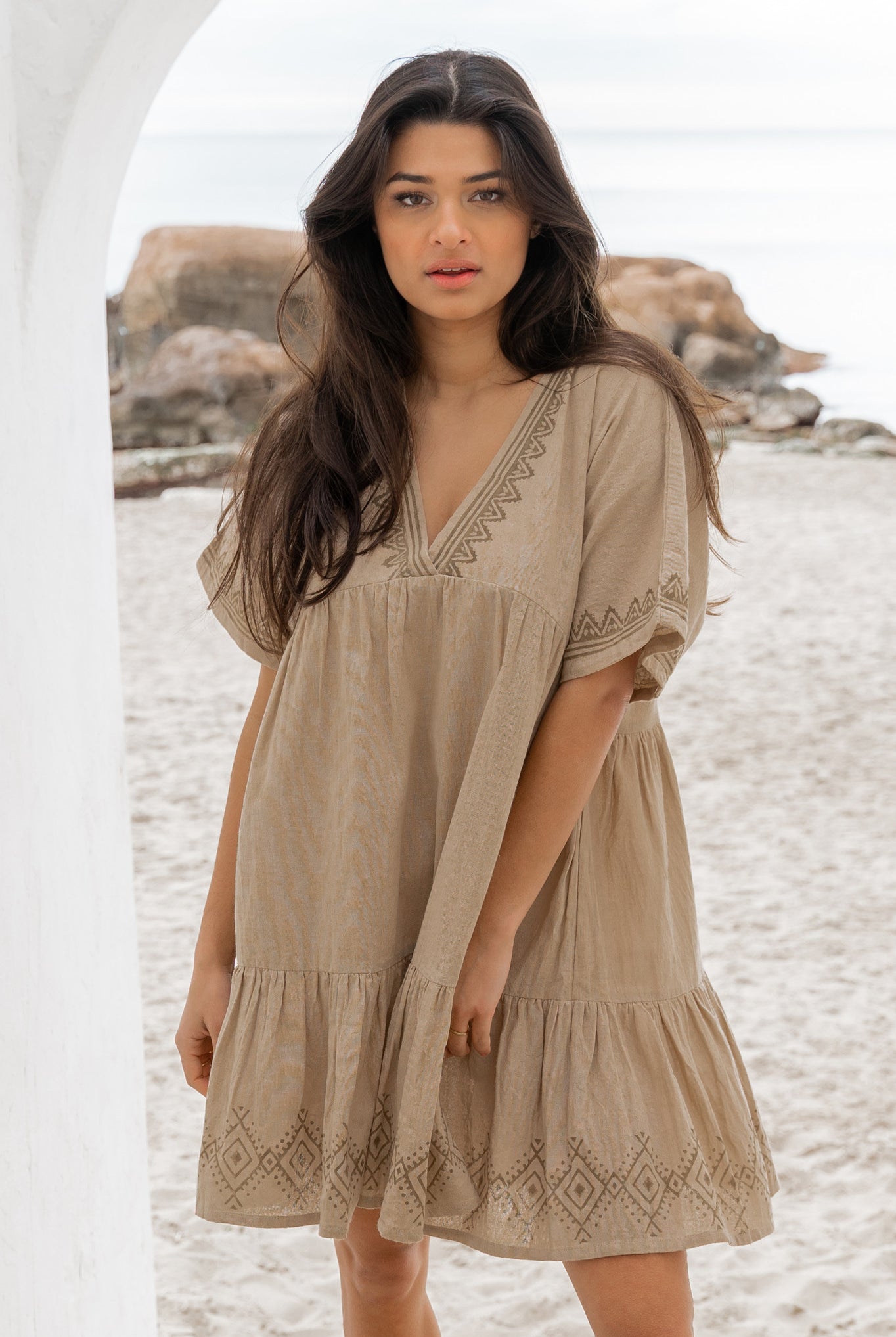Bohemian dress in sand from ibzmode, Brands of Ibiza