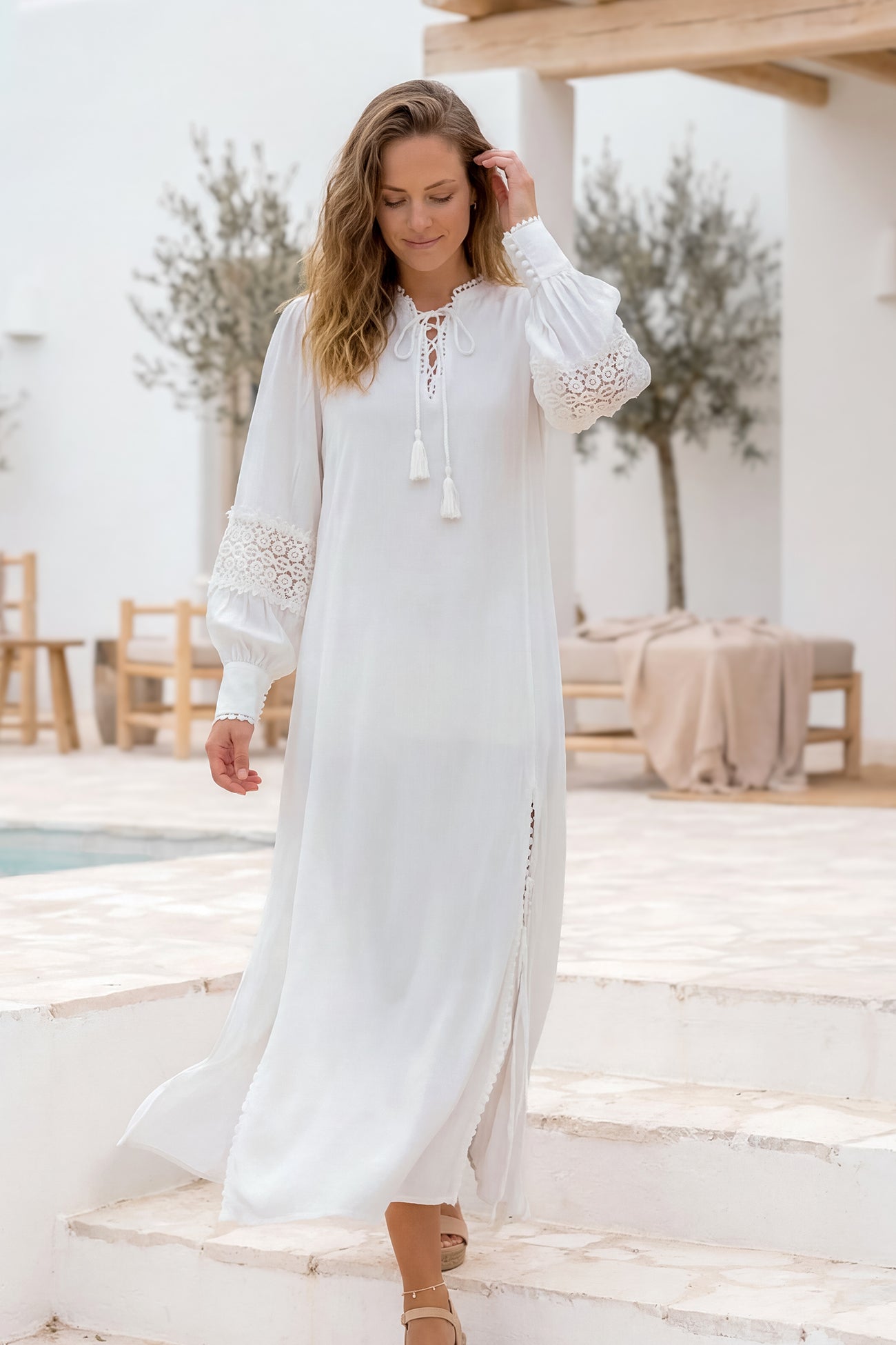 Long Kaftan Gabriela Granada White kaftan | ibizamode