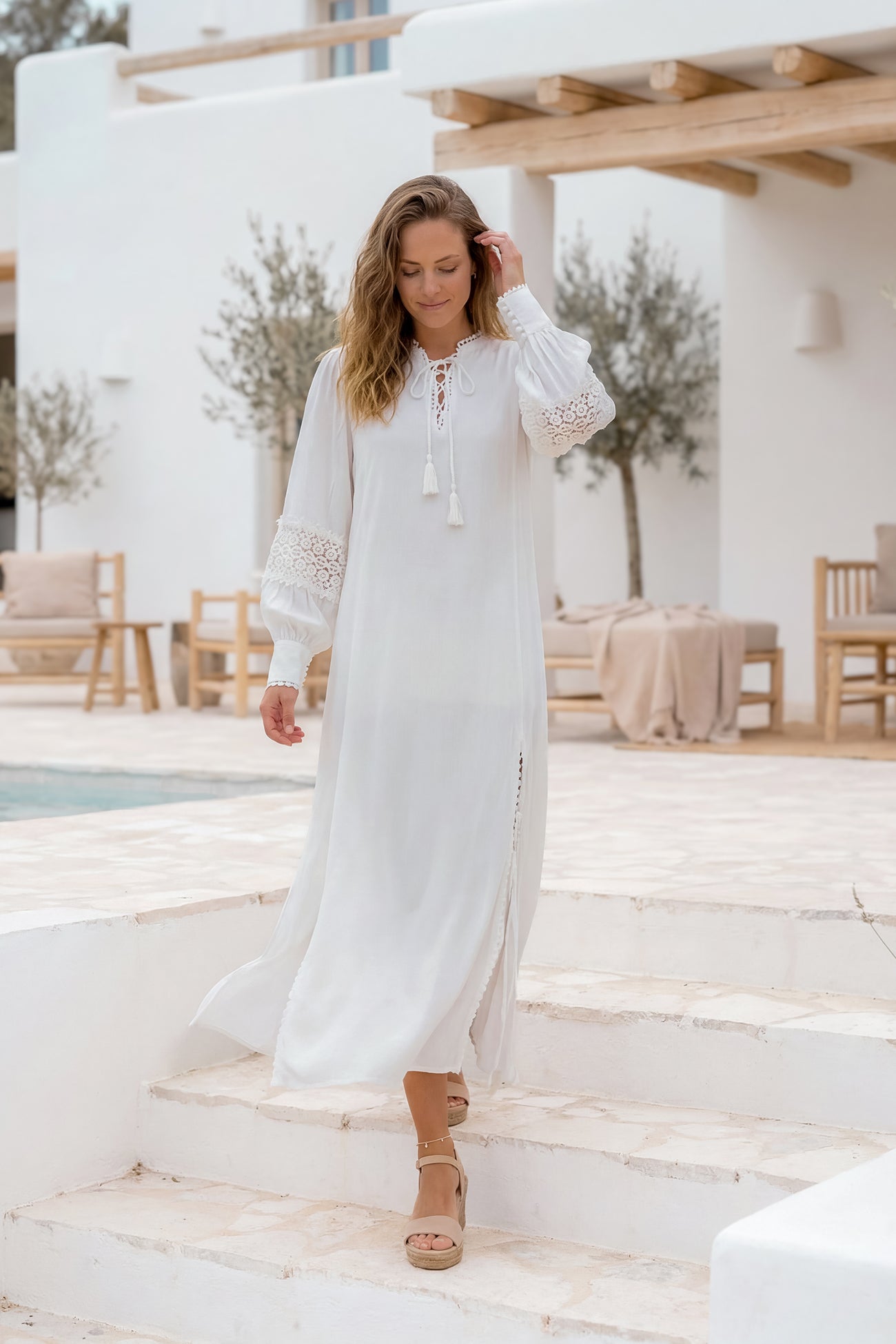 Long Kaftan Gabriela Granada White kaftan | ibizamode