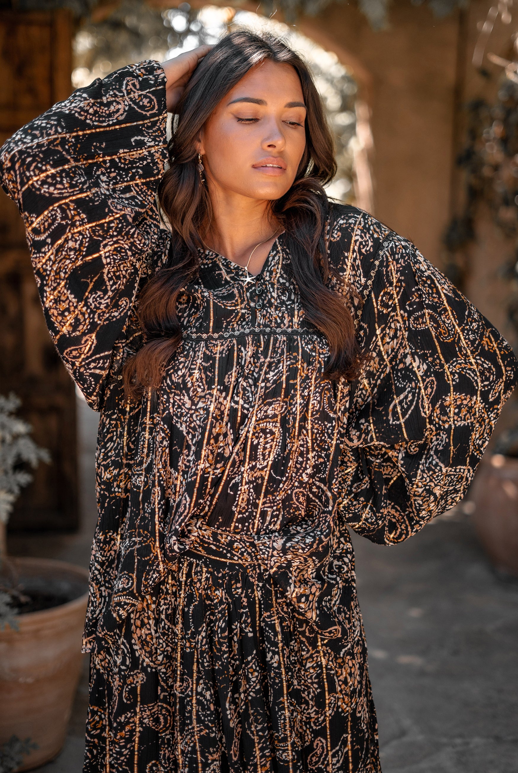 Bohemian blouse in black van ibzmode, Brands of Ibiza