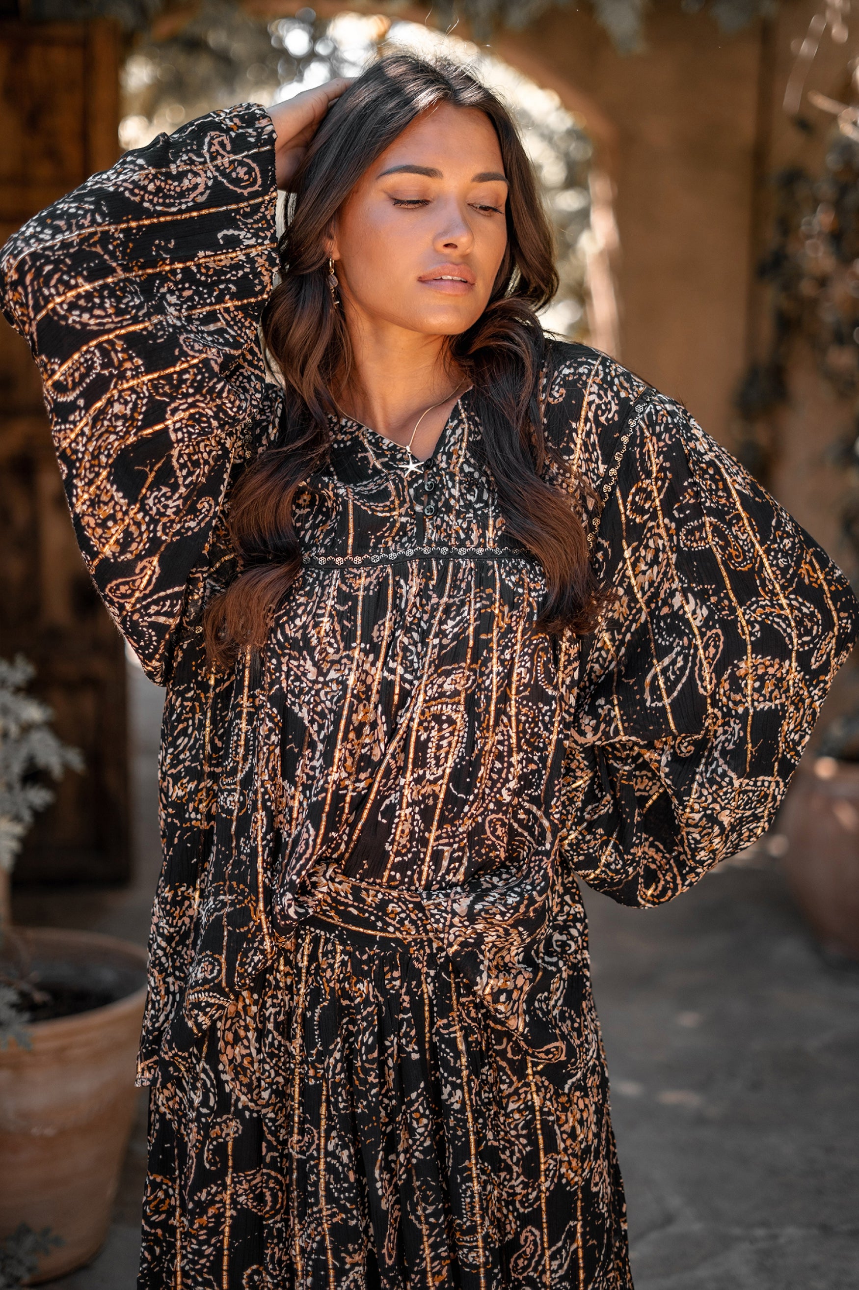 Bohemian blouse in black van ibzmode, Brands of Ibiza