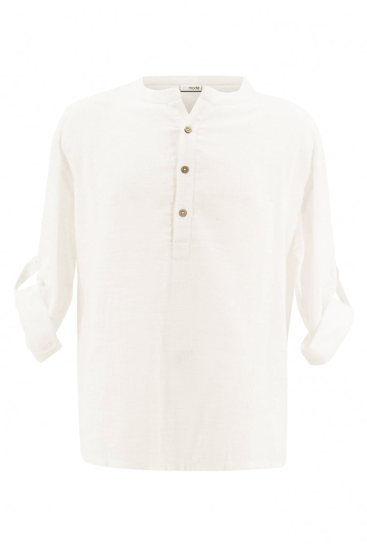 Bohemian blouse in white van ibzmode, Brands of Ibiza