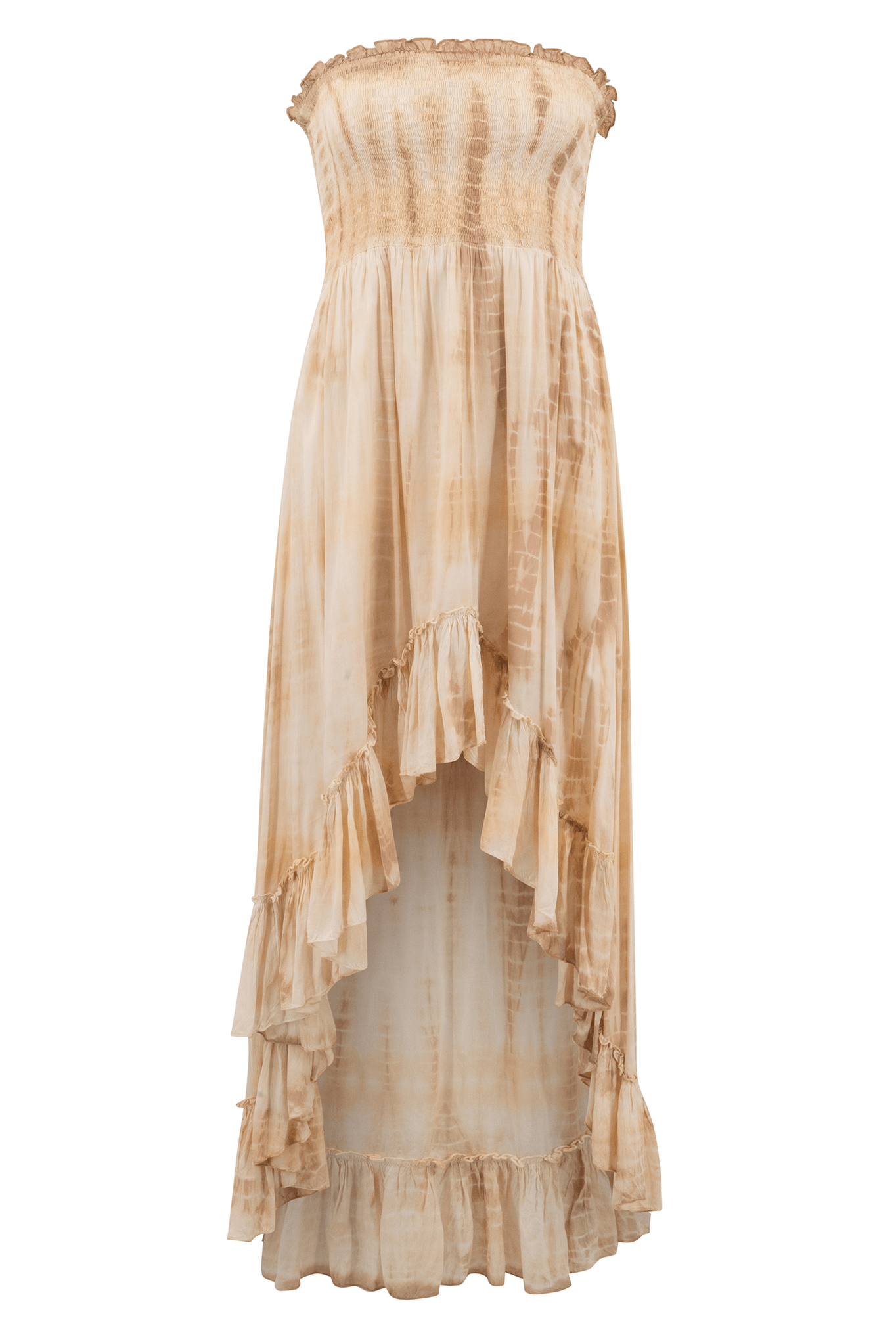 Bohemian jurk in tie dye taupe van ibzmode, Brands of Ibiza