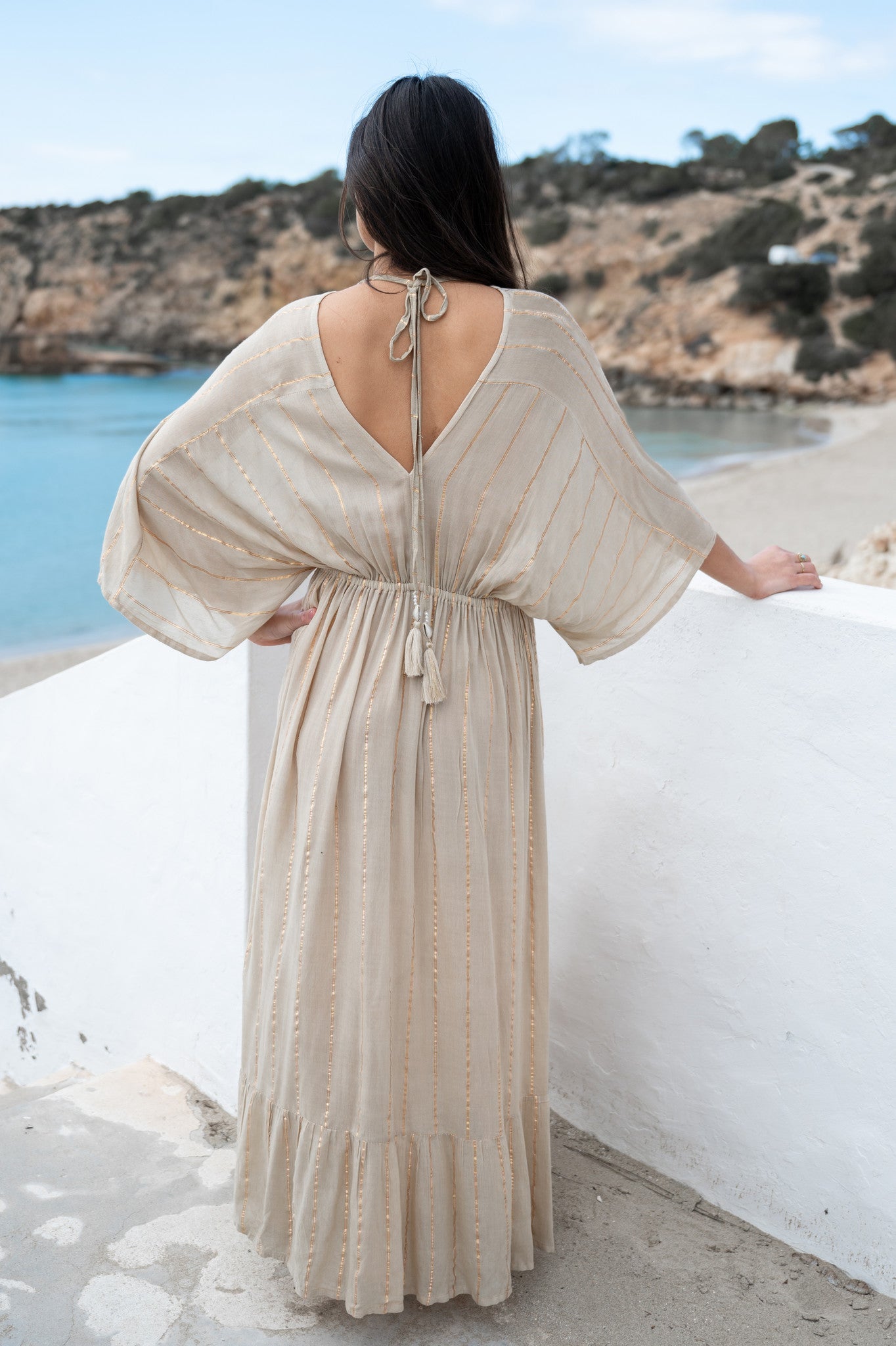 Bohemian jurk in sand van ibzmode, Brands of Ibiza