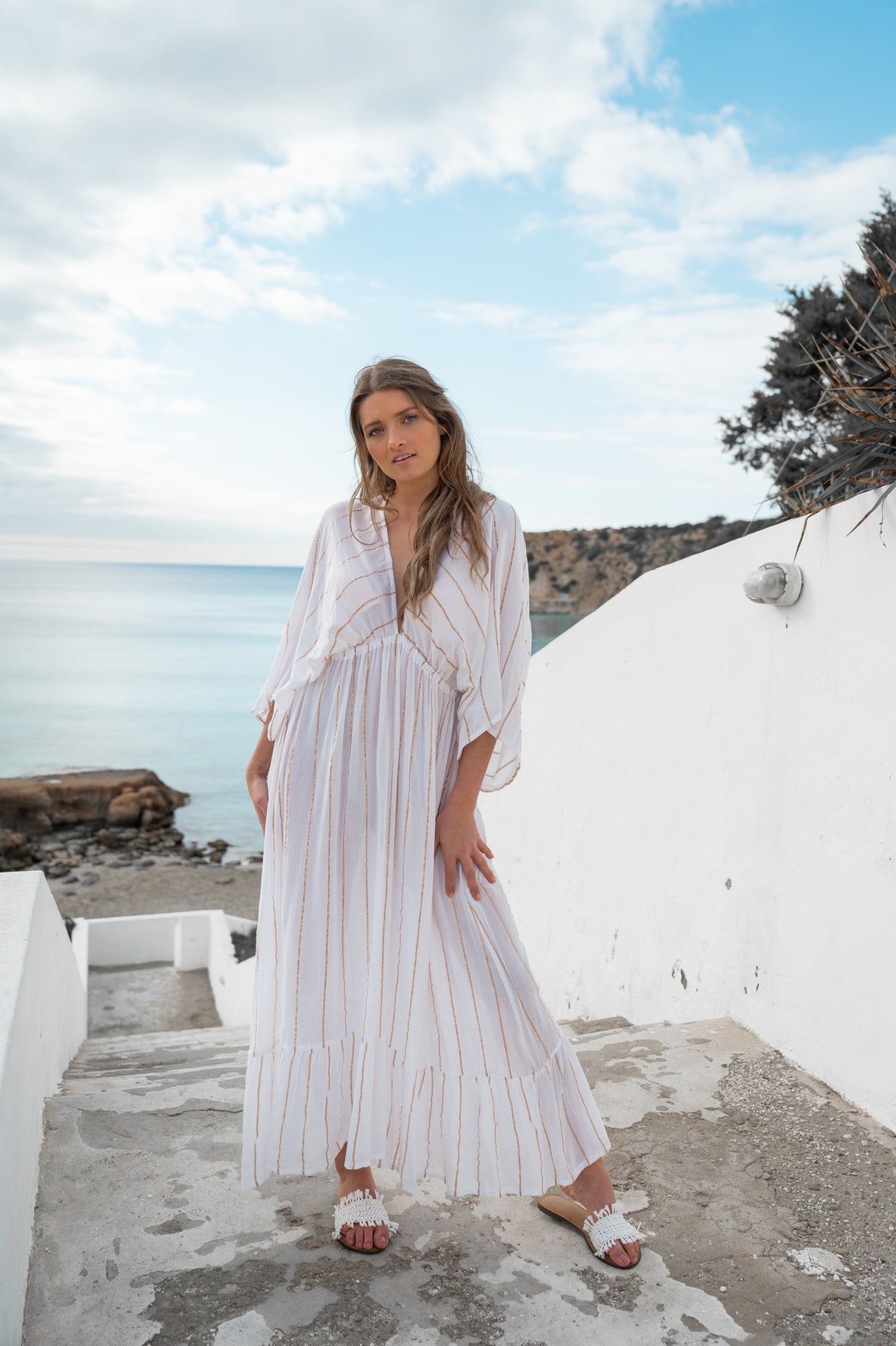 Bohemian jurk in white van ibzmode, Brands of Ibiza