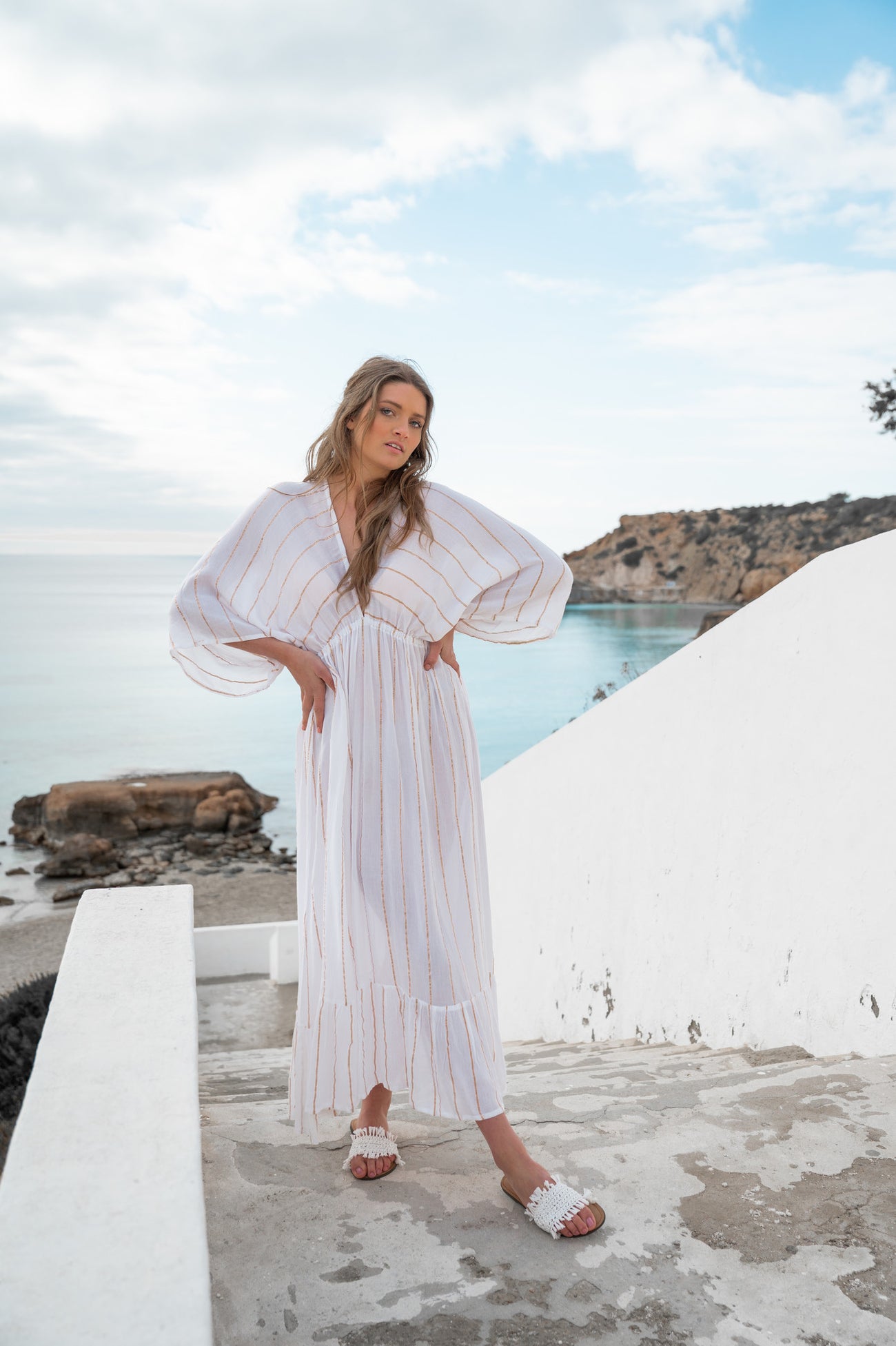 Bohemian jurk in white van ibzmode, Brands of Ibiza