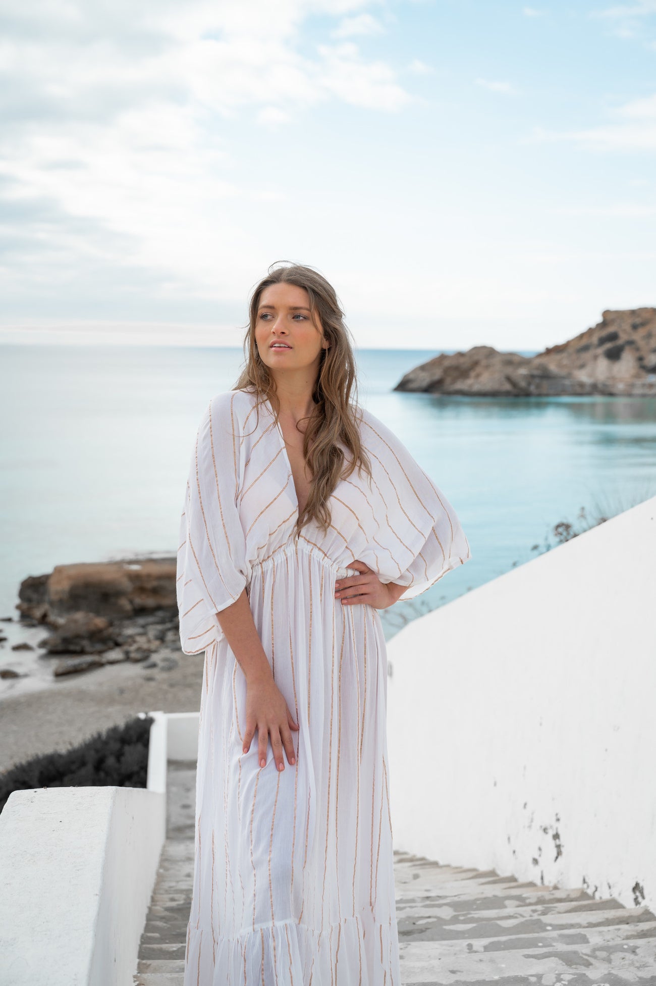 Bohemian jurk in white van ibzmode, Brands of Ibiza