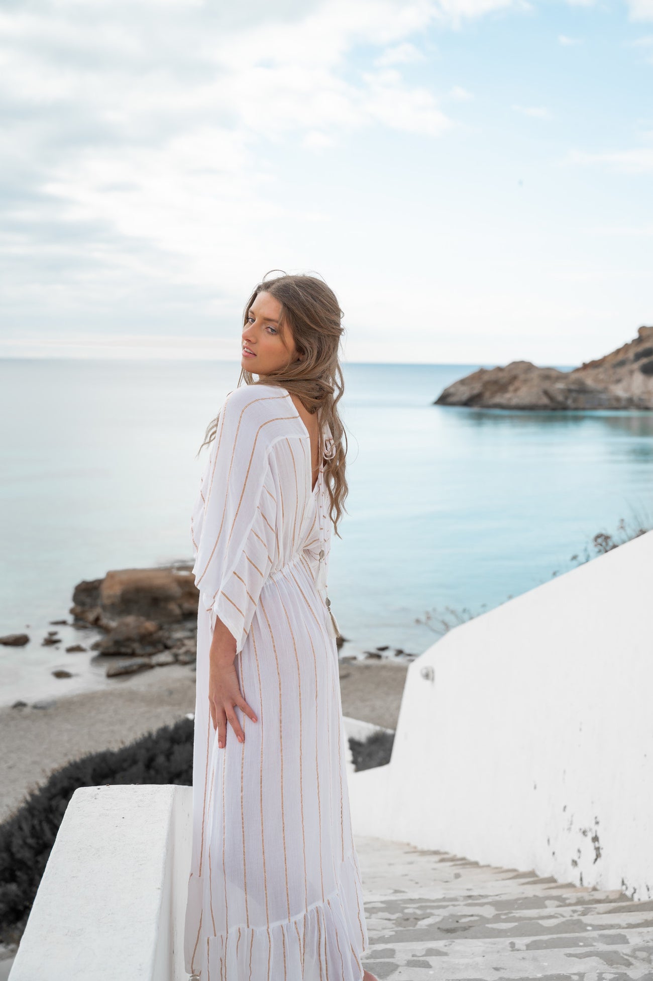 Bohemian jurk in white van ibzmode, Brands of Ibiza