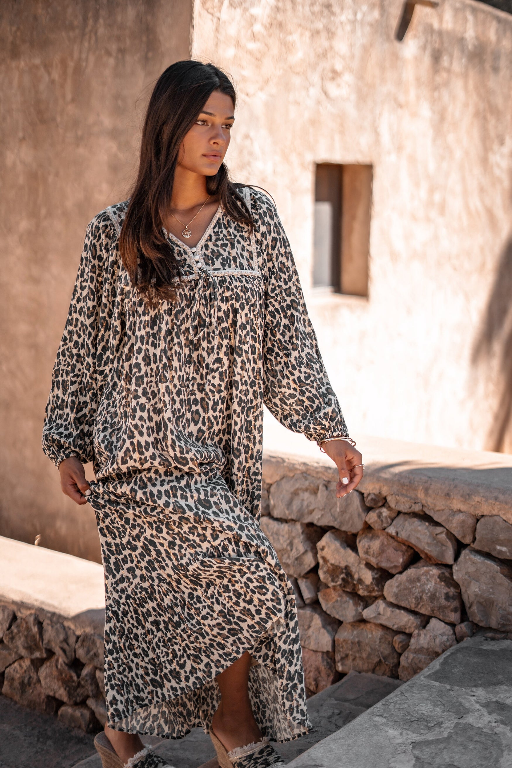 Bohemian jurk in light ecru van ibzmode, Brands of Ibiza