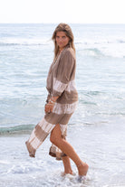 Ibizamode Kimono Gandia Maraluna Taupe with airy ombre look and relaxed beach fit
