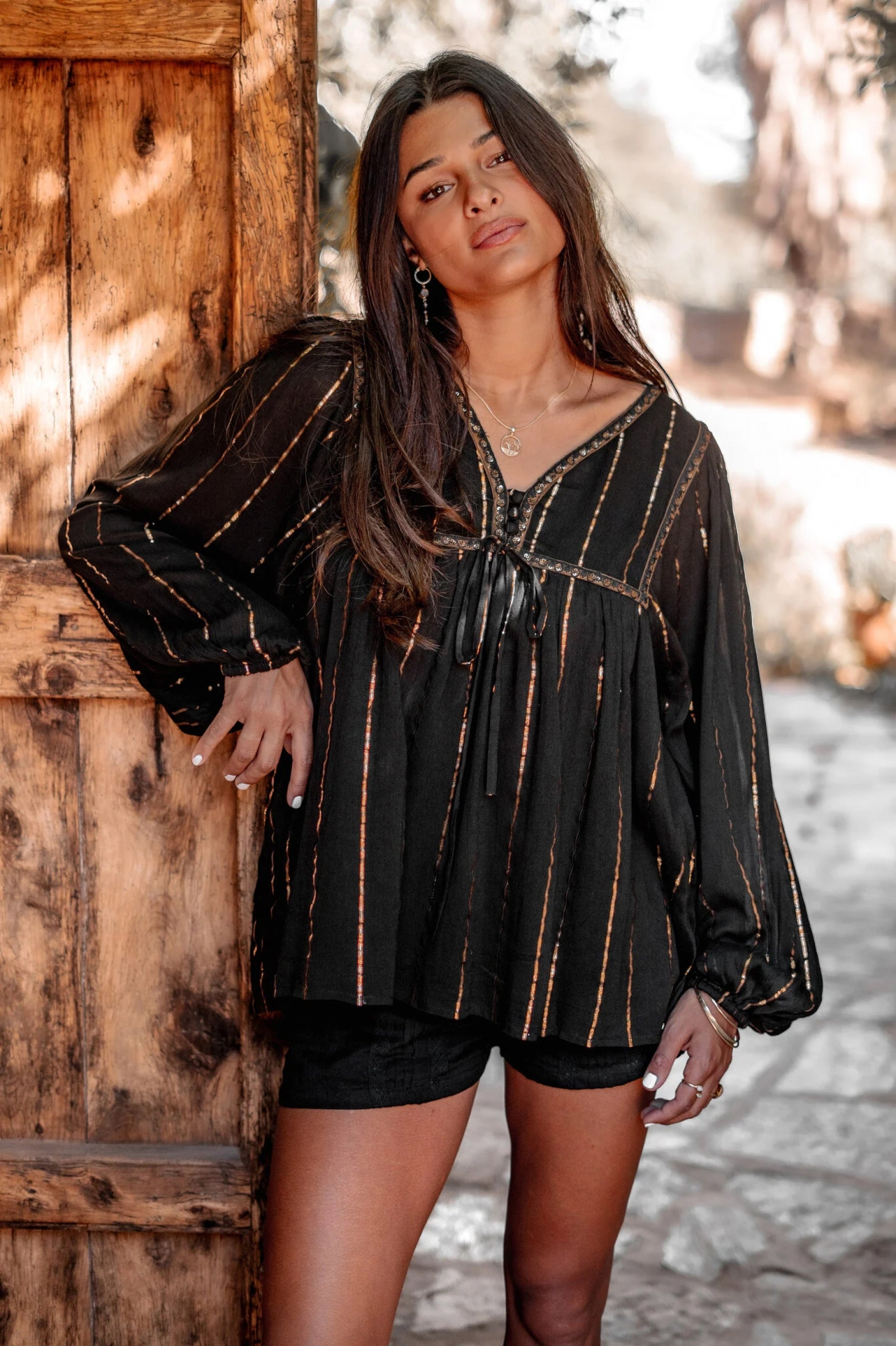 Bohemian blouse in black van ibzmode, Brands of Ibiza