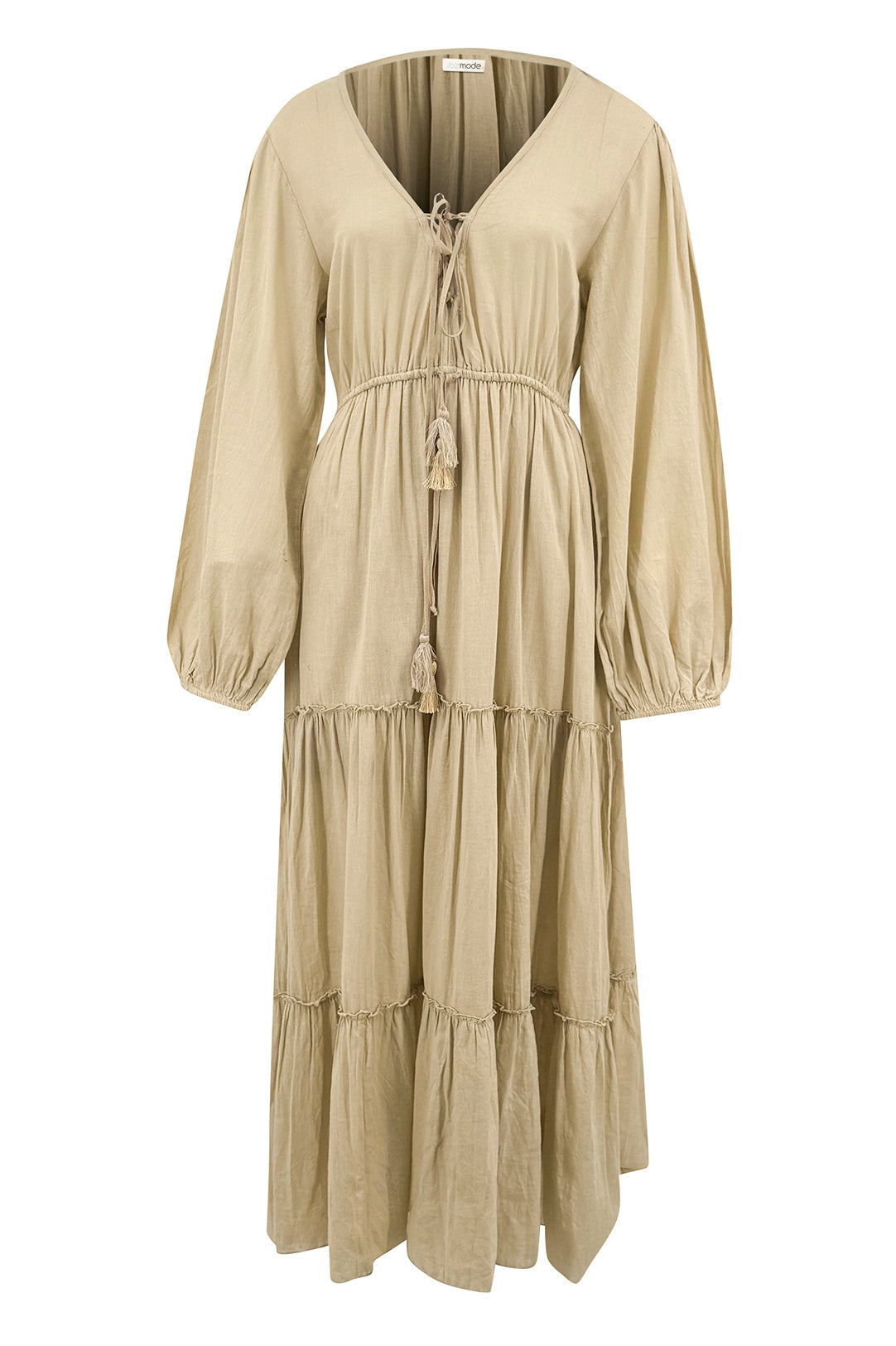 Bohemian jurk in sand van ibzmode, Brands of Ibiza