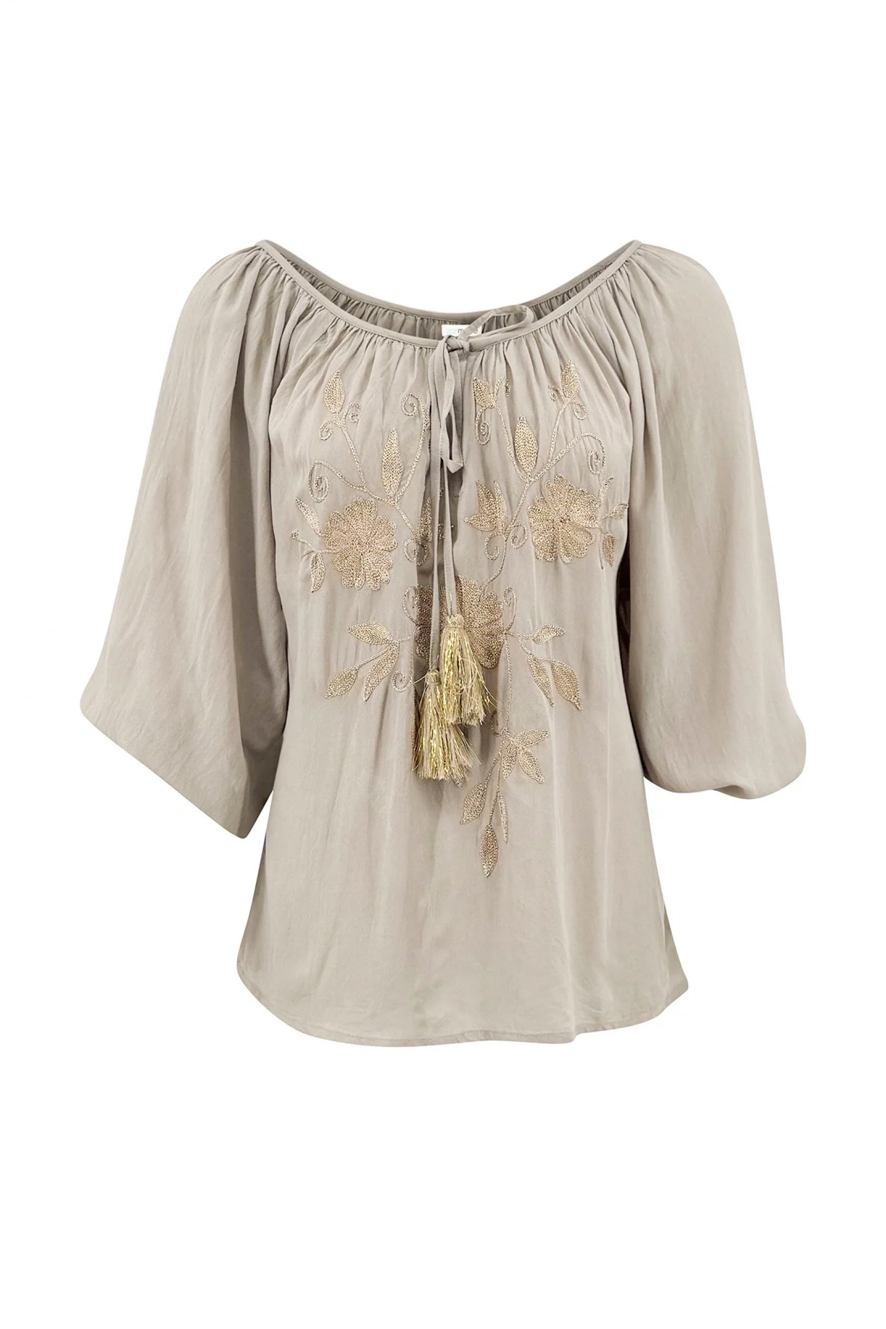 Blusa bohemia en topo claro de ibzmode, Marcas de Ibiza