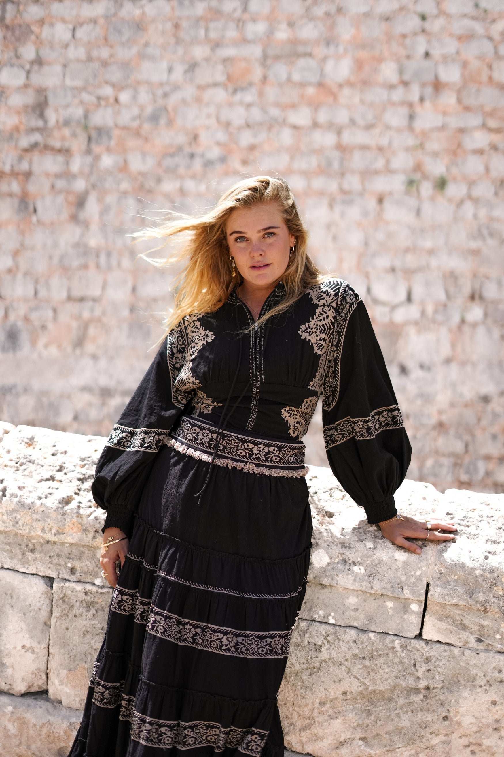 Bohemian top in black van ibzmode, Brands of Ibiza