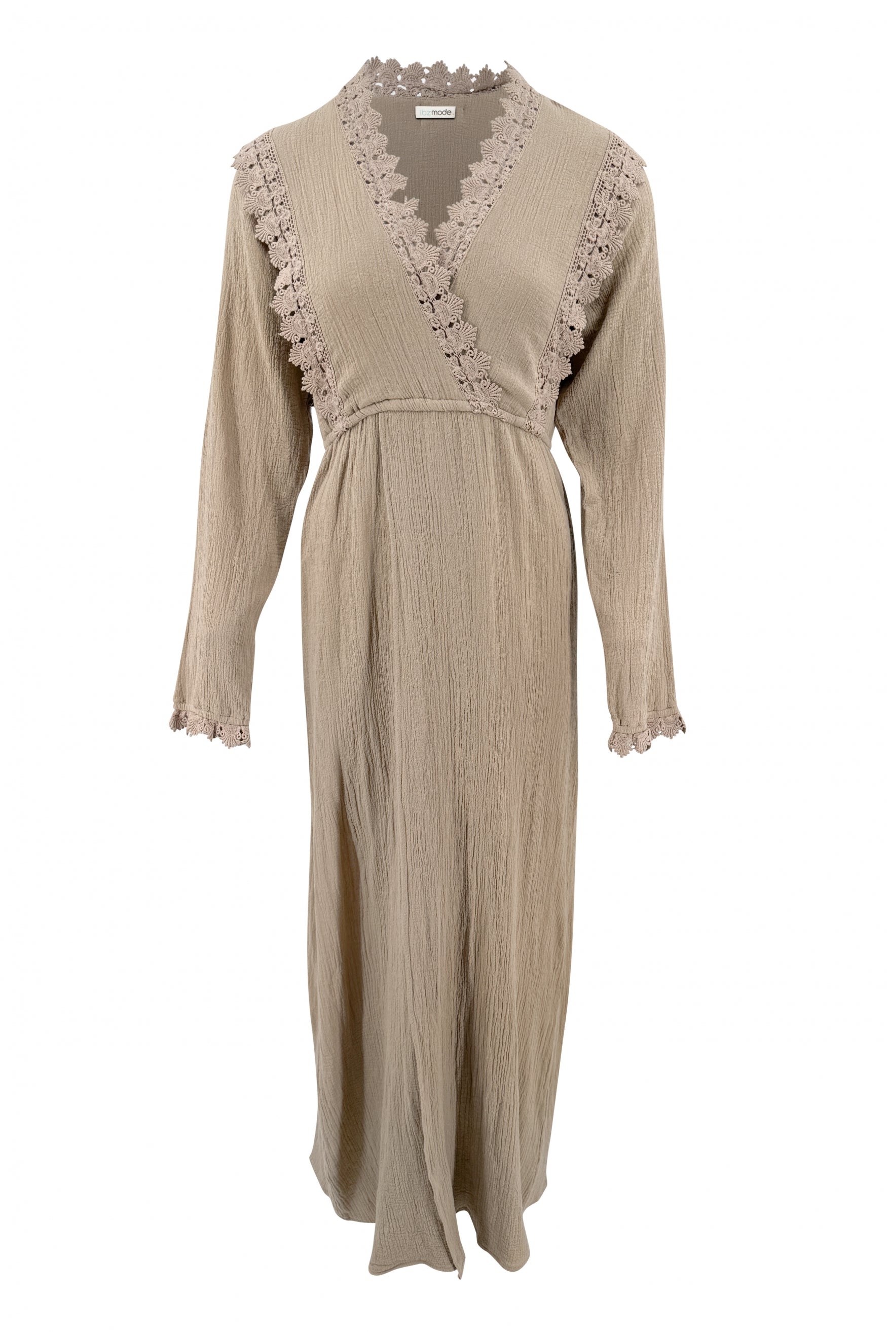 Bohemian jurk in taupe van ibzmode, Brands of Ibiza