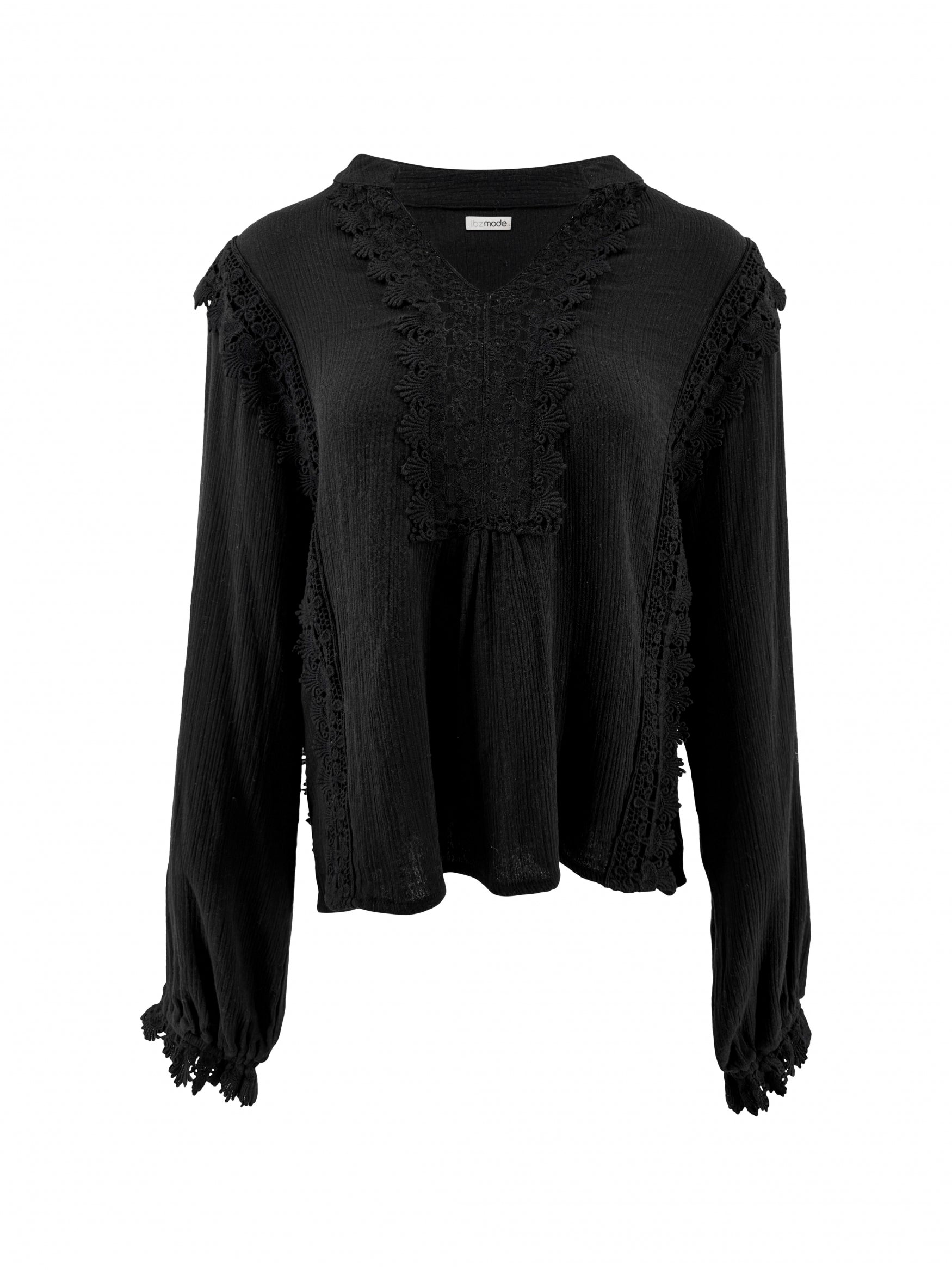 Bohemian blouse in black van ibzmode, Brands of Ibiza