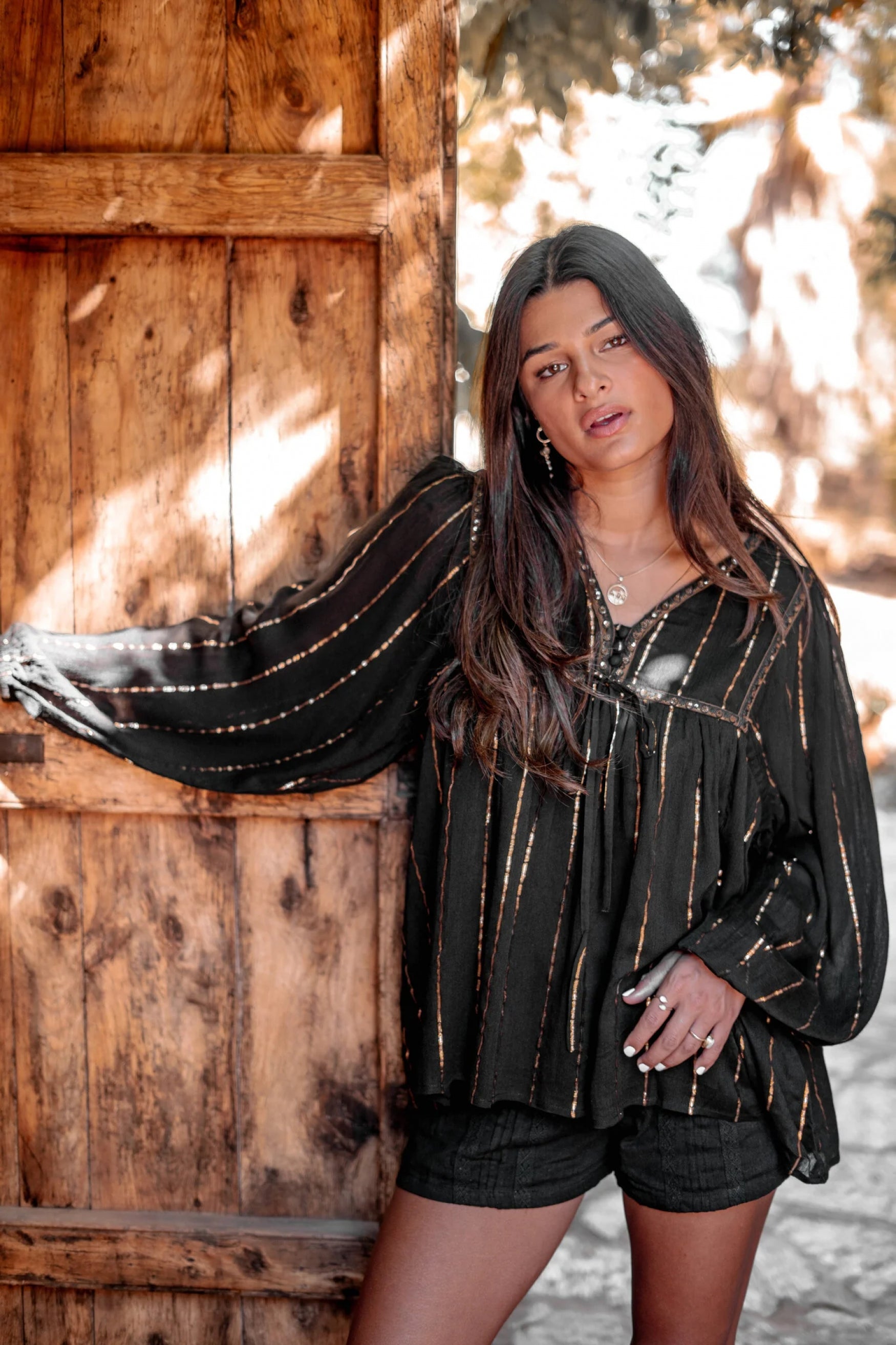 Bohemian blouse in black van ibzmode, Brands of Ibiza