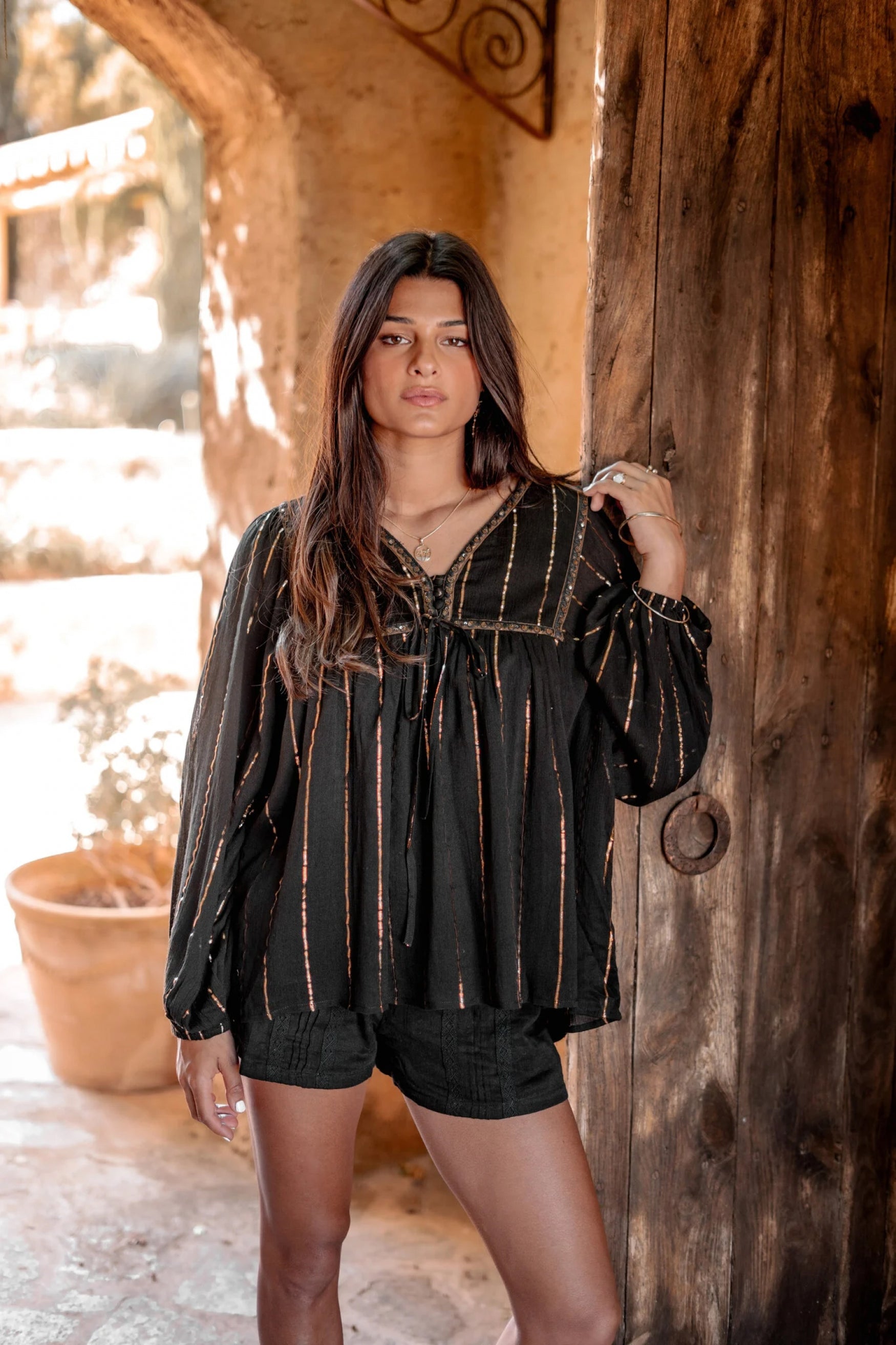 Bohemian blouse in black van ibzmode, Brands of Ibiza