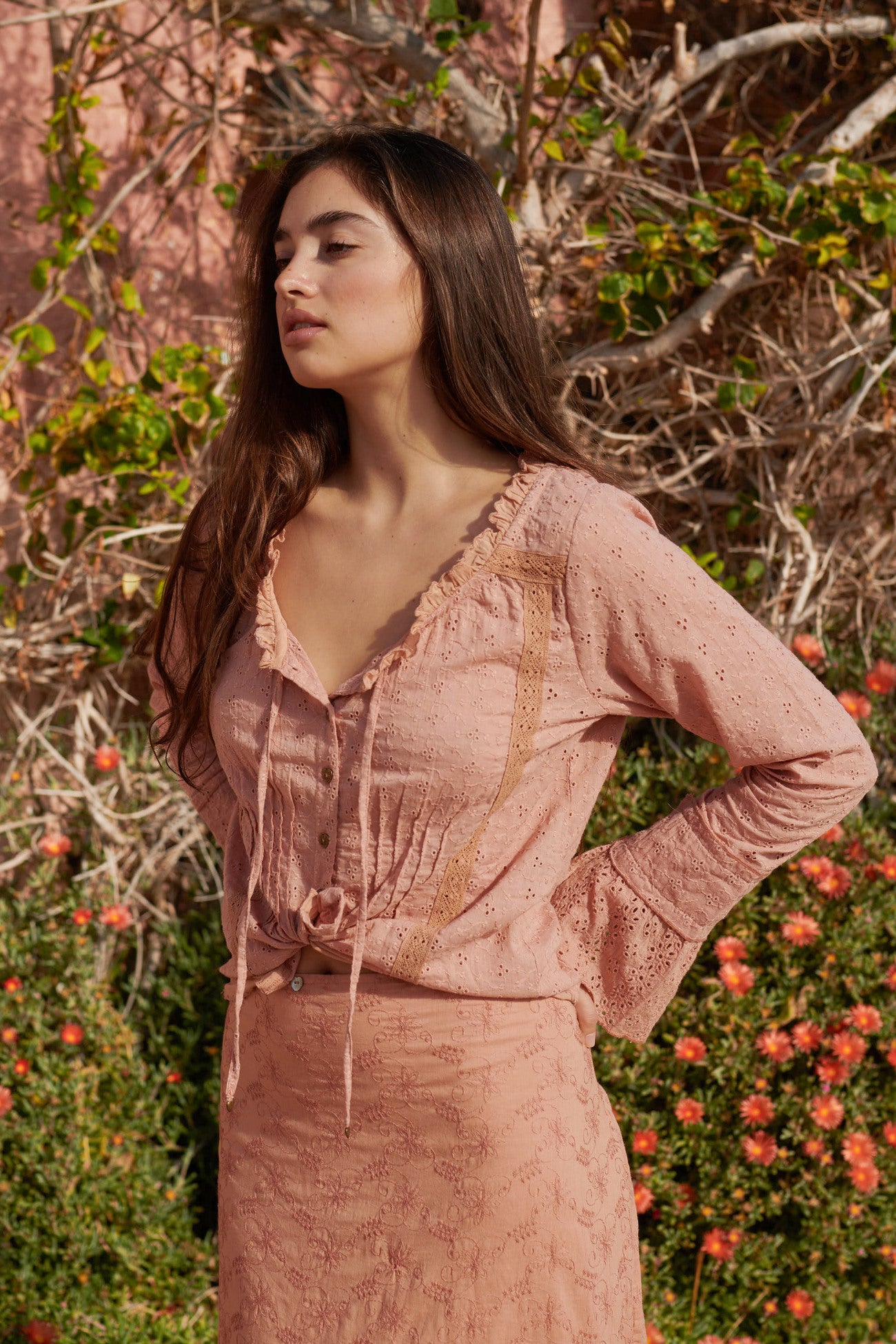 Bohemian blouse in light terra van Isla Ibiza, Brands of Ibiza