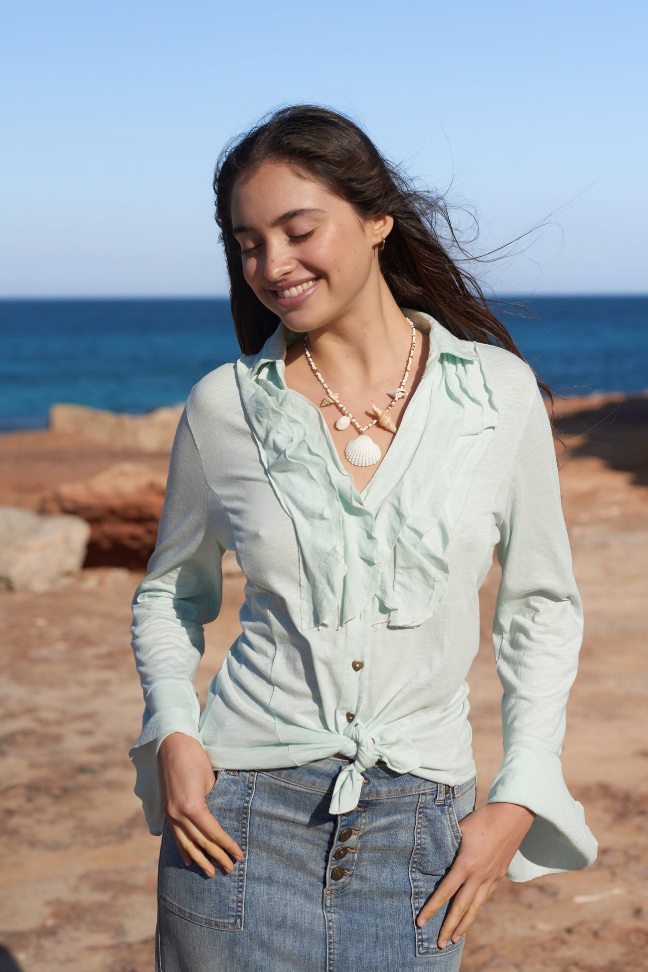 Bohemian blouse in sea van Isla Ibiza, Brands of Ibiza