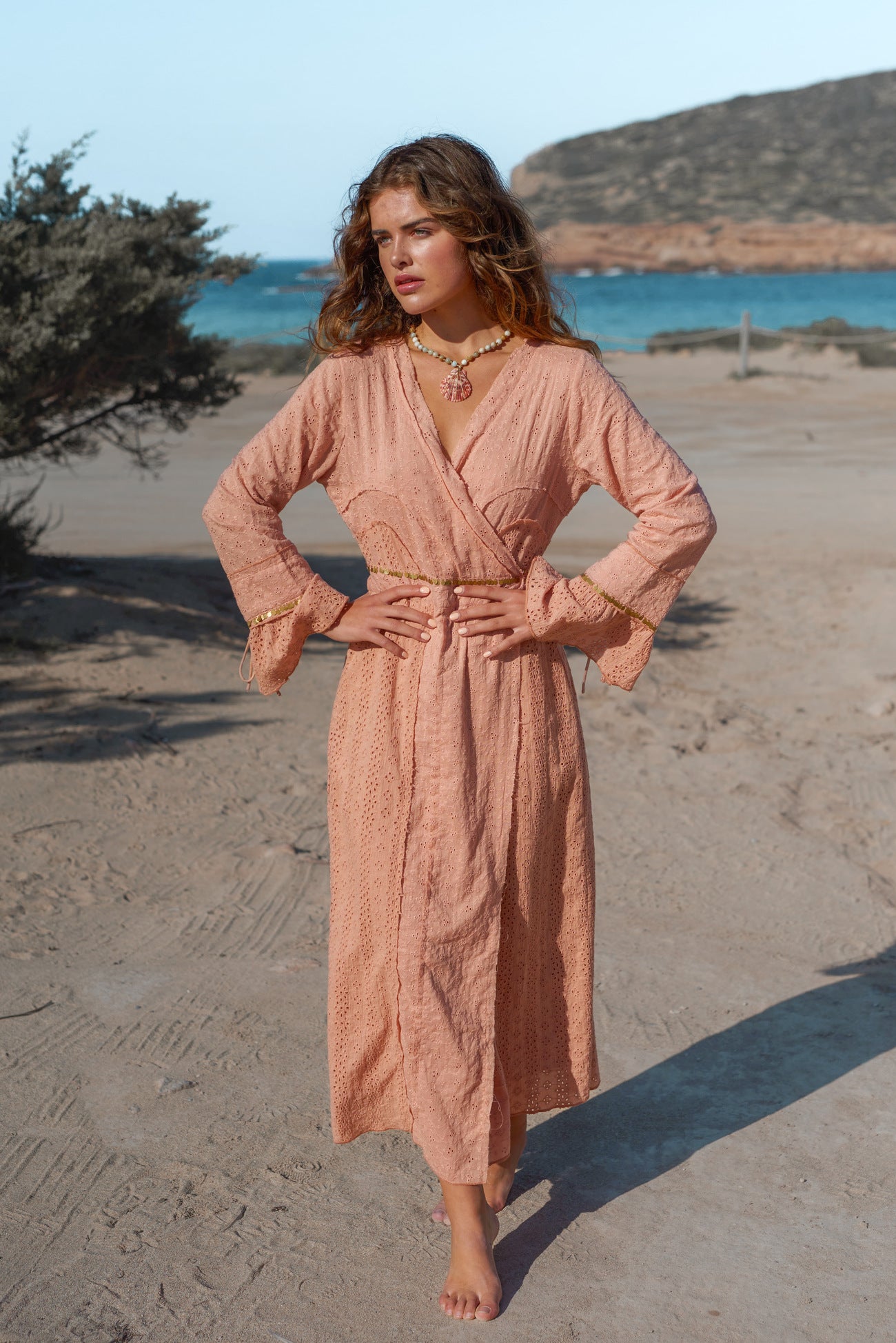 Bohemian jurk in light terra van Isla Ibiza, Brands of Ibiza