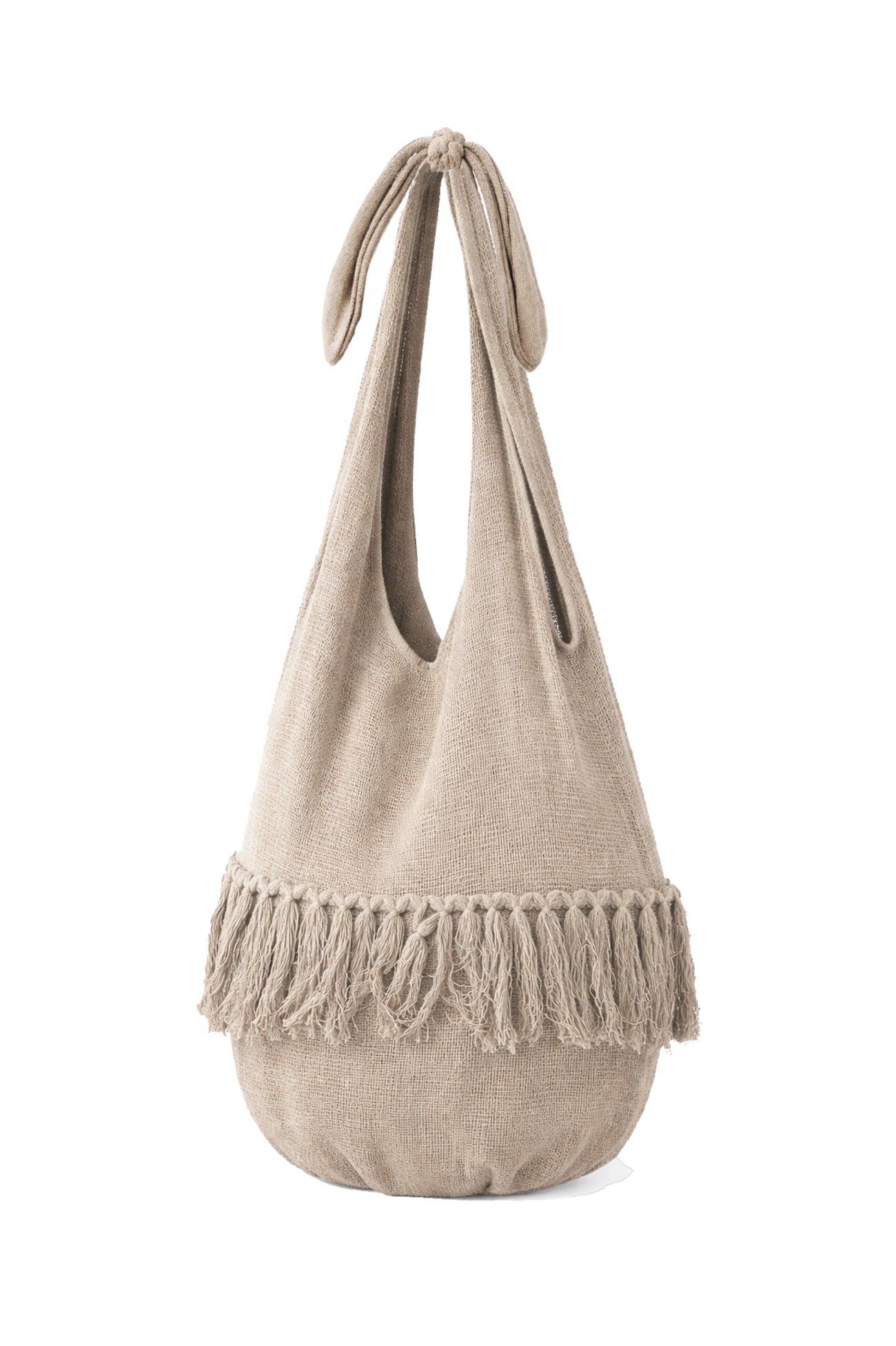 Ibizamode beige resort handbag with ruffle details