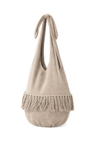Ibizamode beige resort handbag with ruffle details