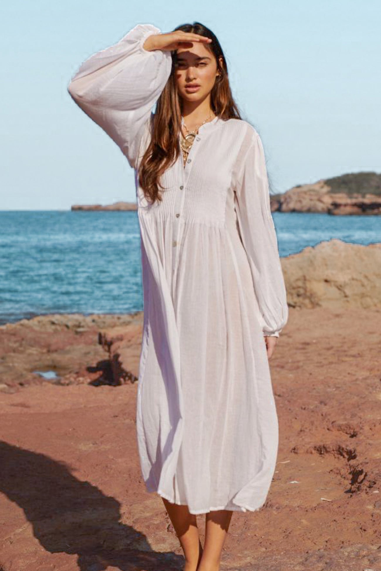 Bohemian blouse in white van Isla Ibiza, Brands of Ibiza