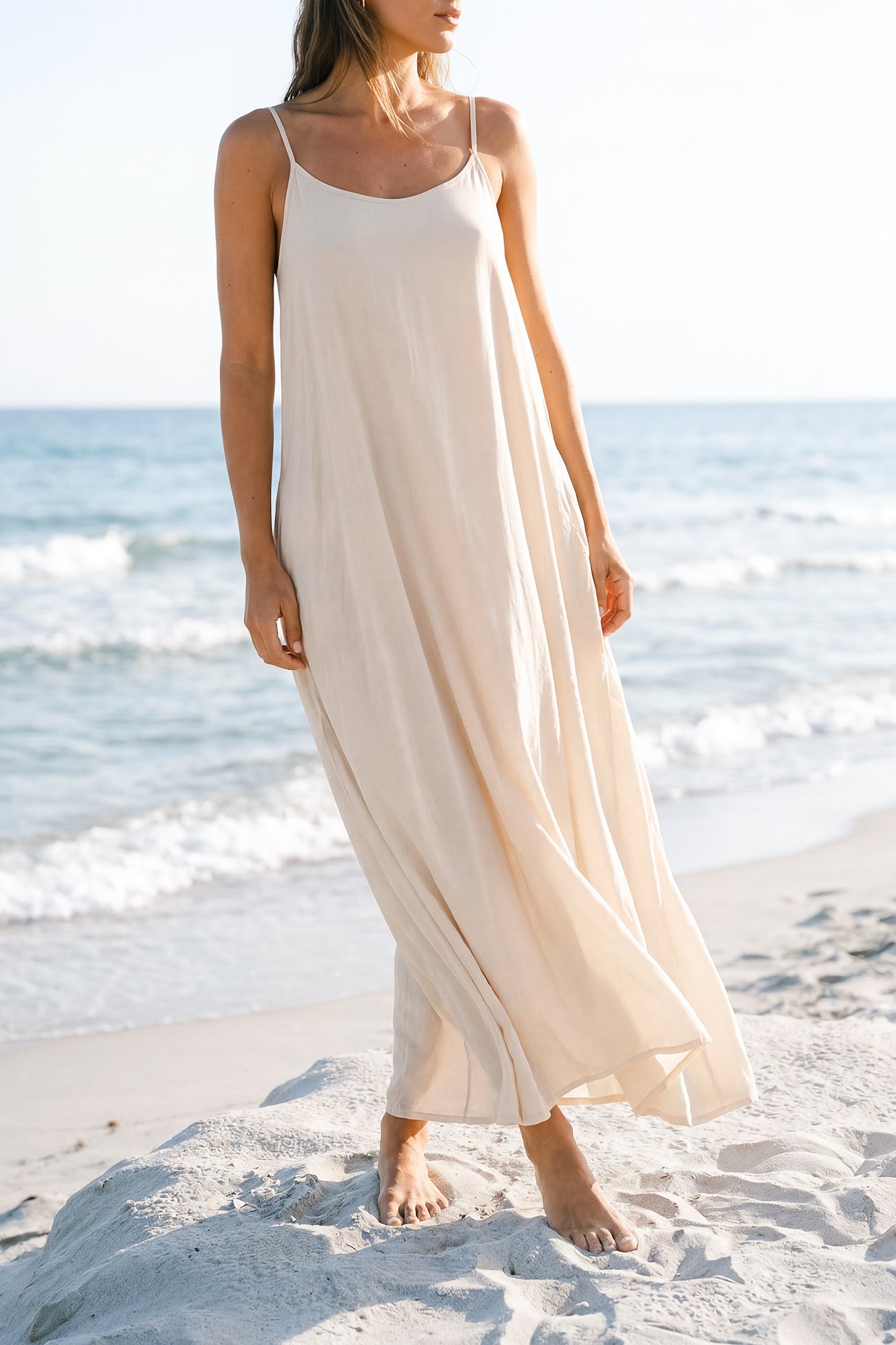 Ibizamode Dress Icha Ivory with airy flowy fit and feminine summer look