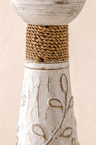 Ibizamode Leaves Candlestick White houten kandelaar met bohemian details