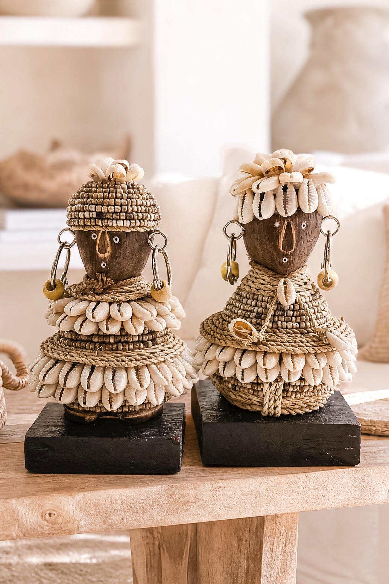 Ibizamode handcrafted little sahara boho doll with shell details in bohemian interior